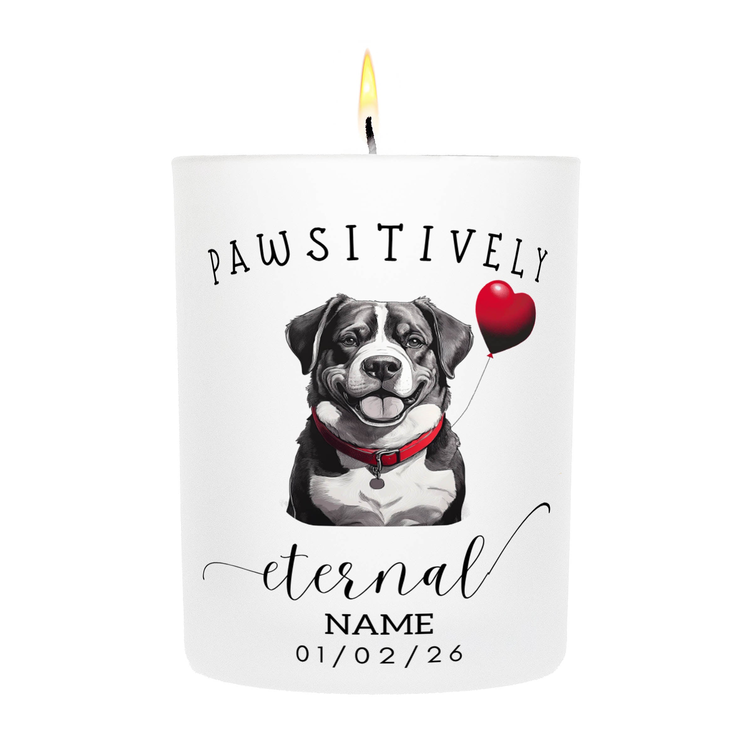 Bernese Mountain Dog In Memory Custom Pawsitively Eternal Candle White