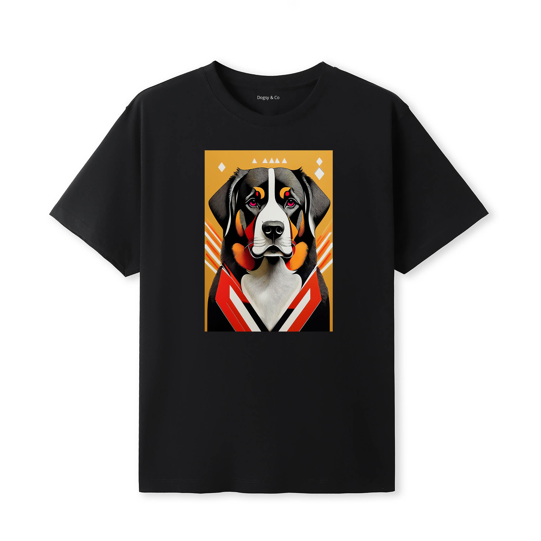 Bernese Mountain Dog Retro Geo Orange Dog T-Shirt | Dogsy & Co