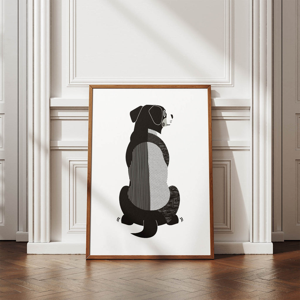 Bernese Mountain Dog Geometric Line Art mockup