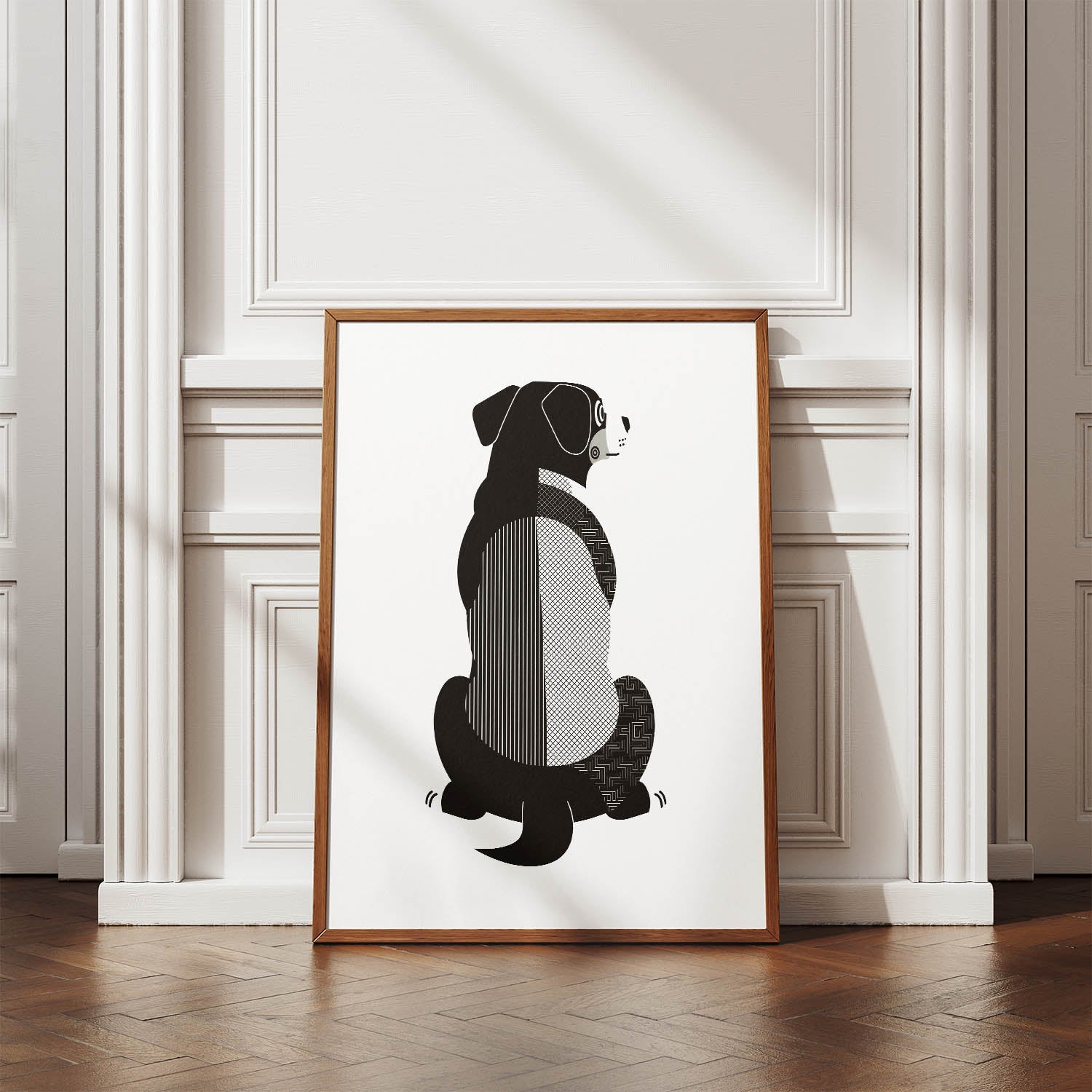 Bernese Mountain Dog Geometric Line Art mockup