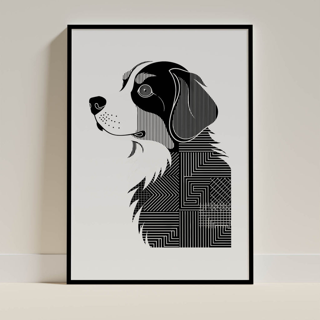Bernese Mountain Dog Geometric Line Art mockup