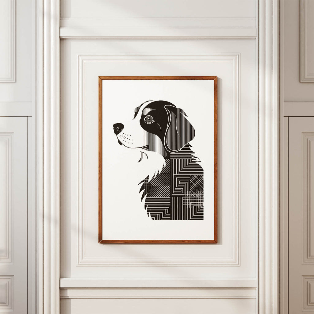 Bernese Mountain Dog Geometric Line Art mockup