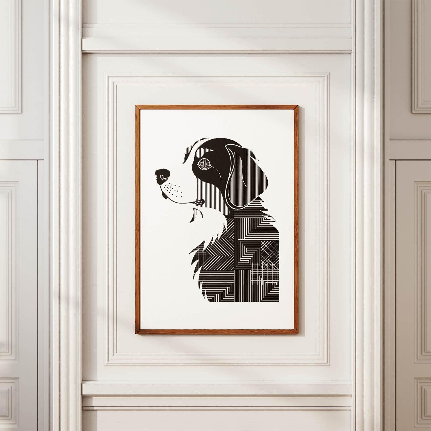 Bernese Mountain Dog Geometric Line Art mockup