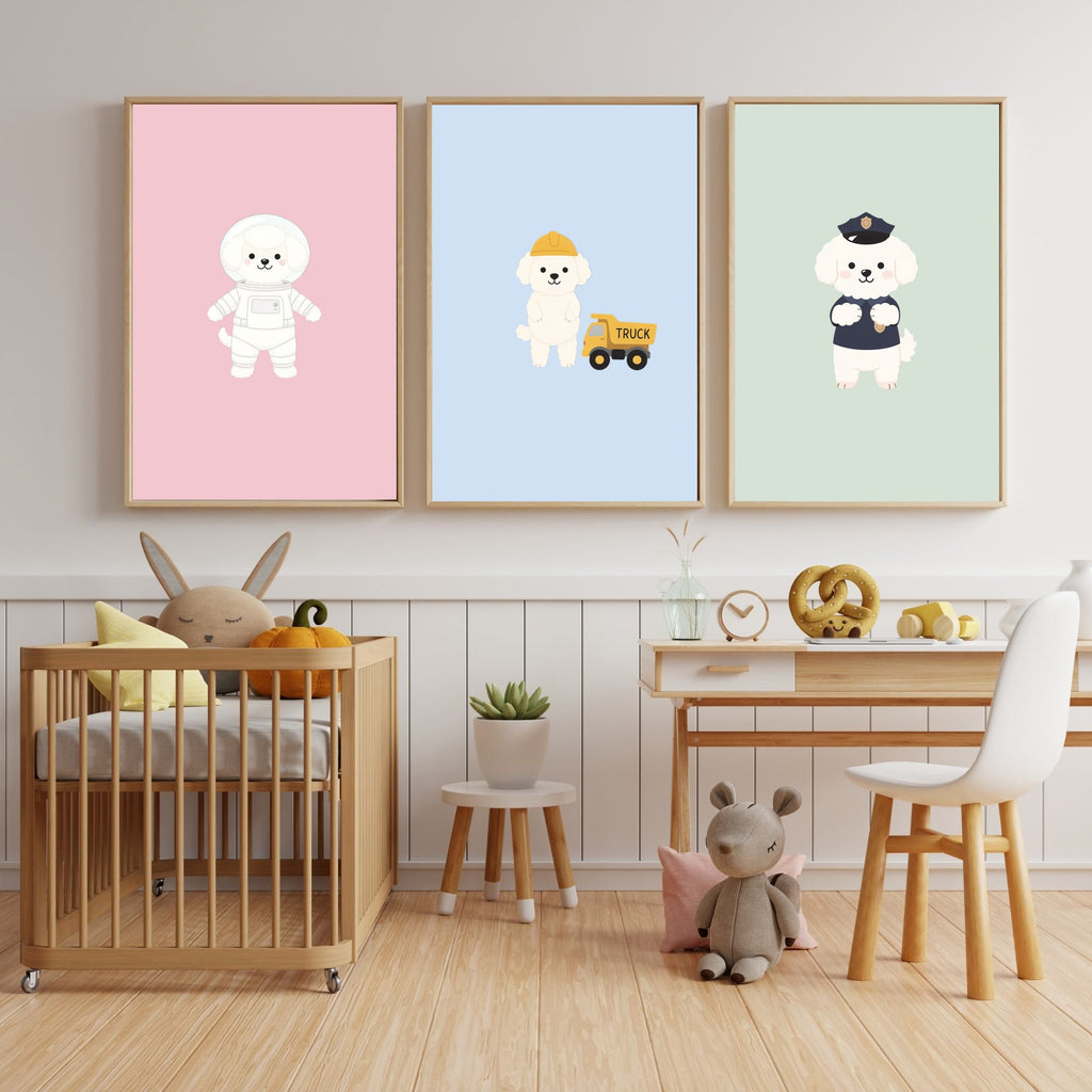 Bichon Frise Kids Nursery Wall Art Print Bundle — 22 Dog Costume Designs, 5 Colours, 6 Print Sizes | Digital Download