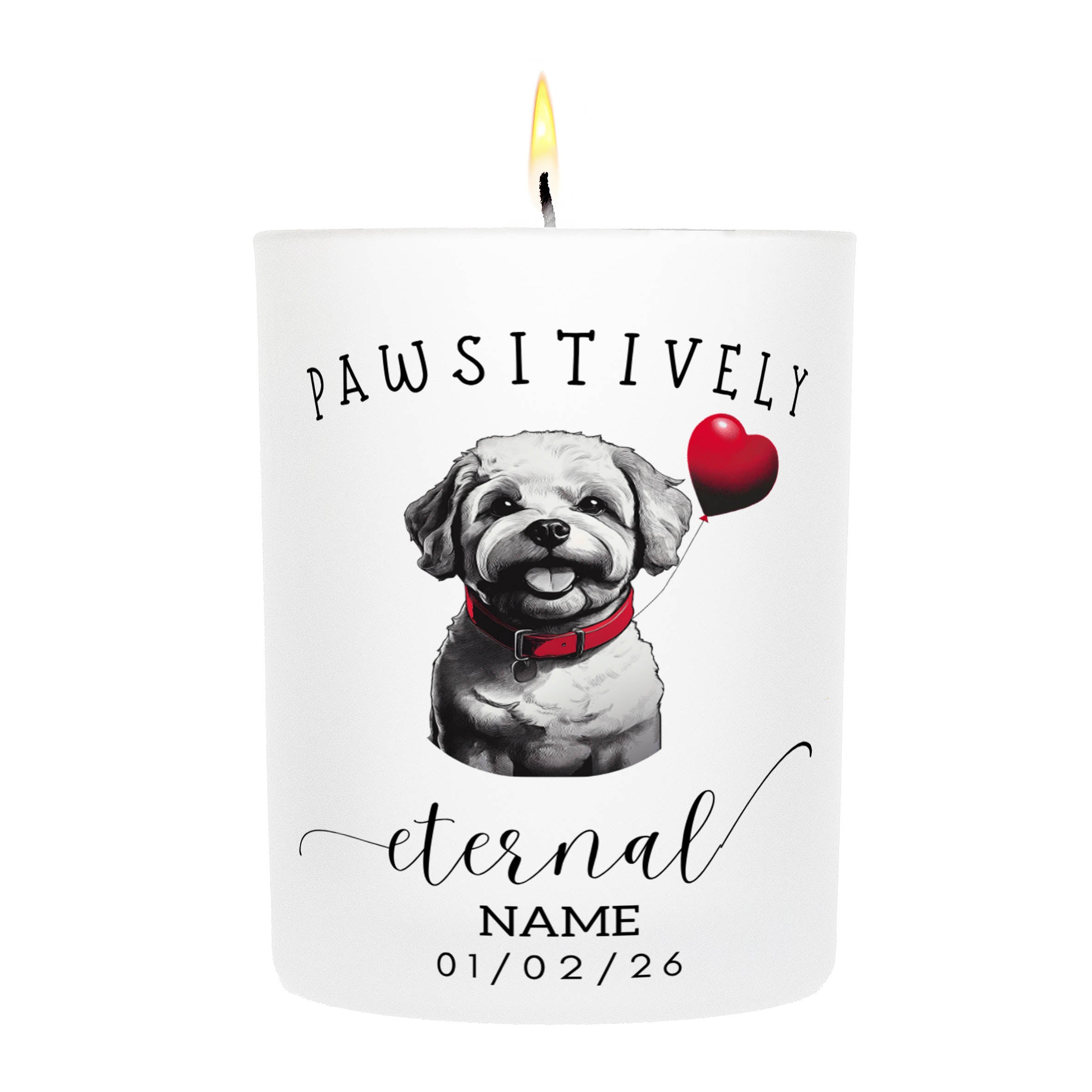 Bichon Frise In Memory Custom Pawsitively Eternal Candle White