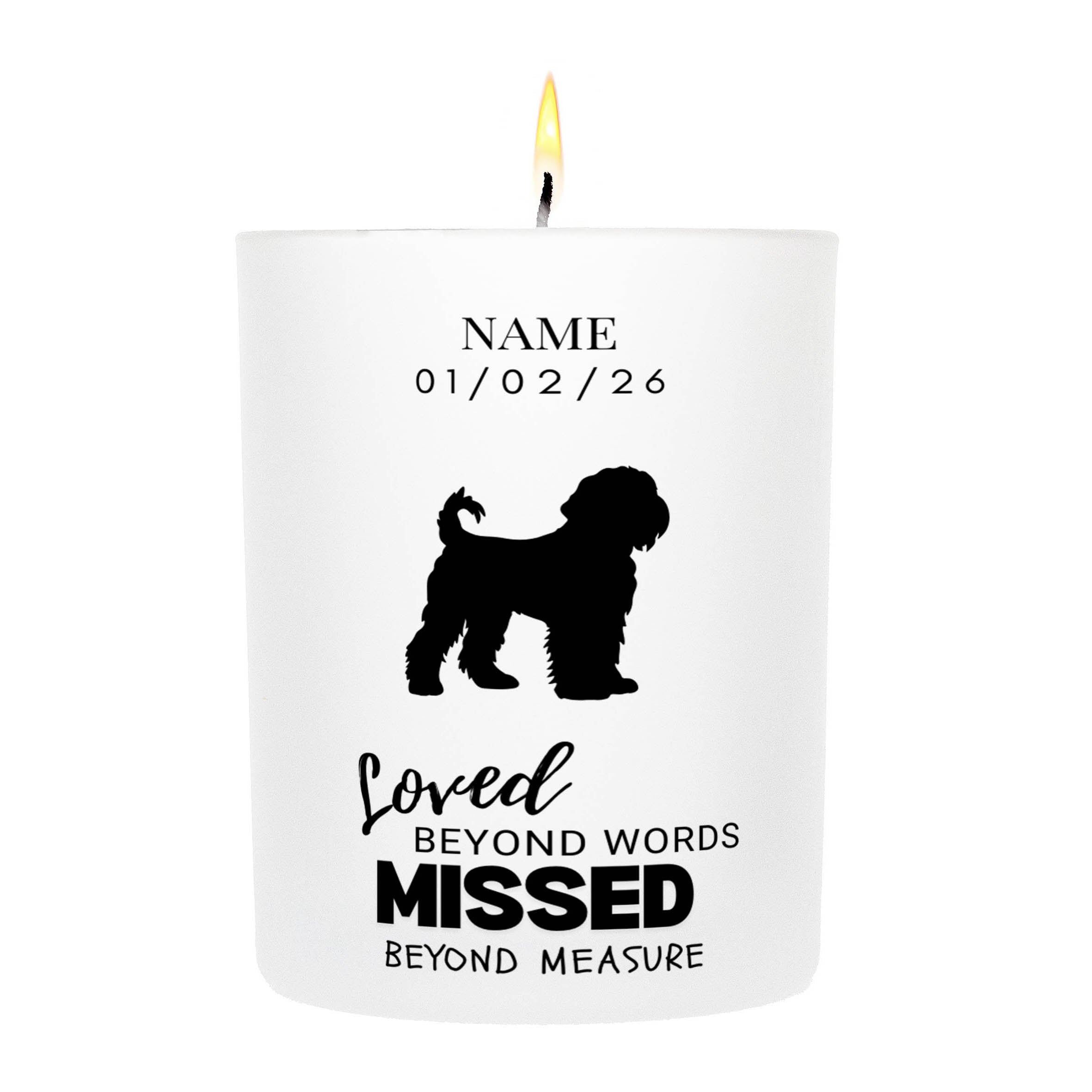 Black Russian Terrier – Loved Beyond Words, Missed Beyond Measure Custom Candle | Dogsy & Co