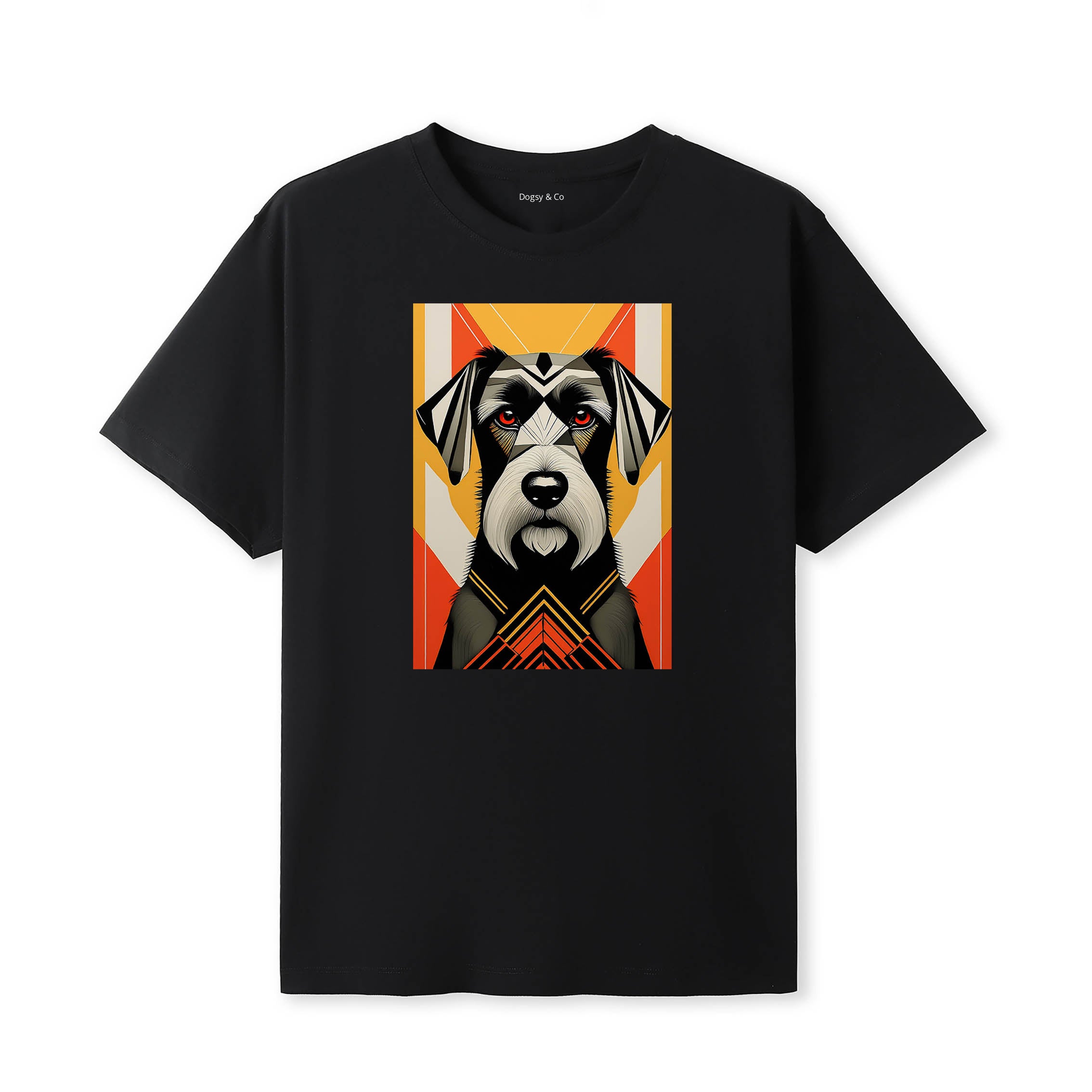Black Russian Terrier Retro Geo Orange Dog T-Shirt | Dogsy & Co