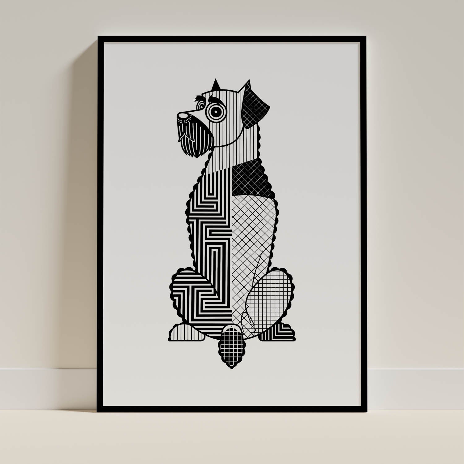 Black Russian Terrier Geometric Line Art mockup
