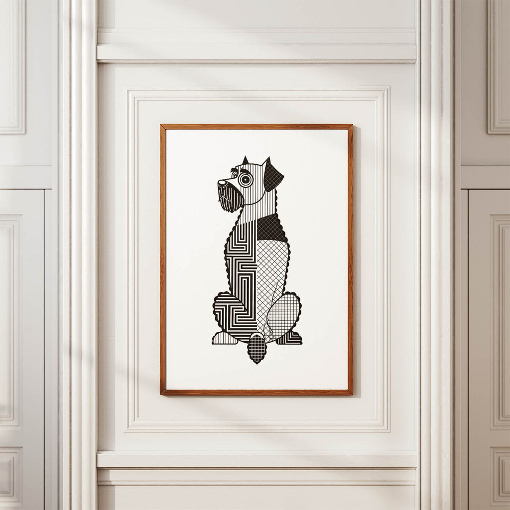 Black Russian Terrier Geometric Line Art mockup