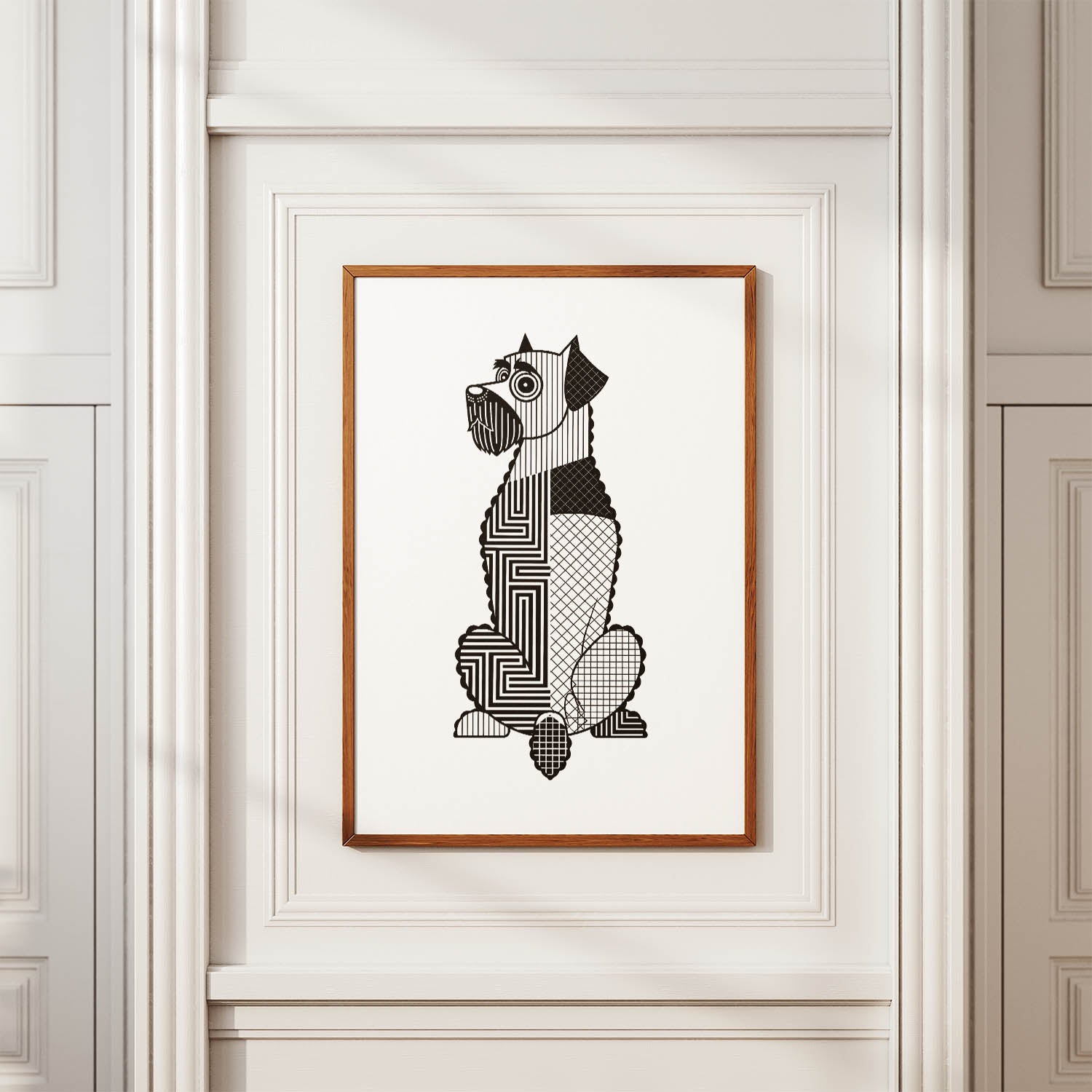 Black Russian Terrier Geometric Line Art mockup