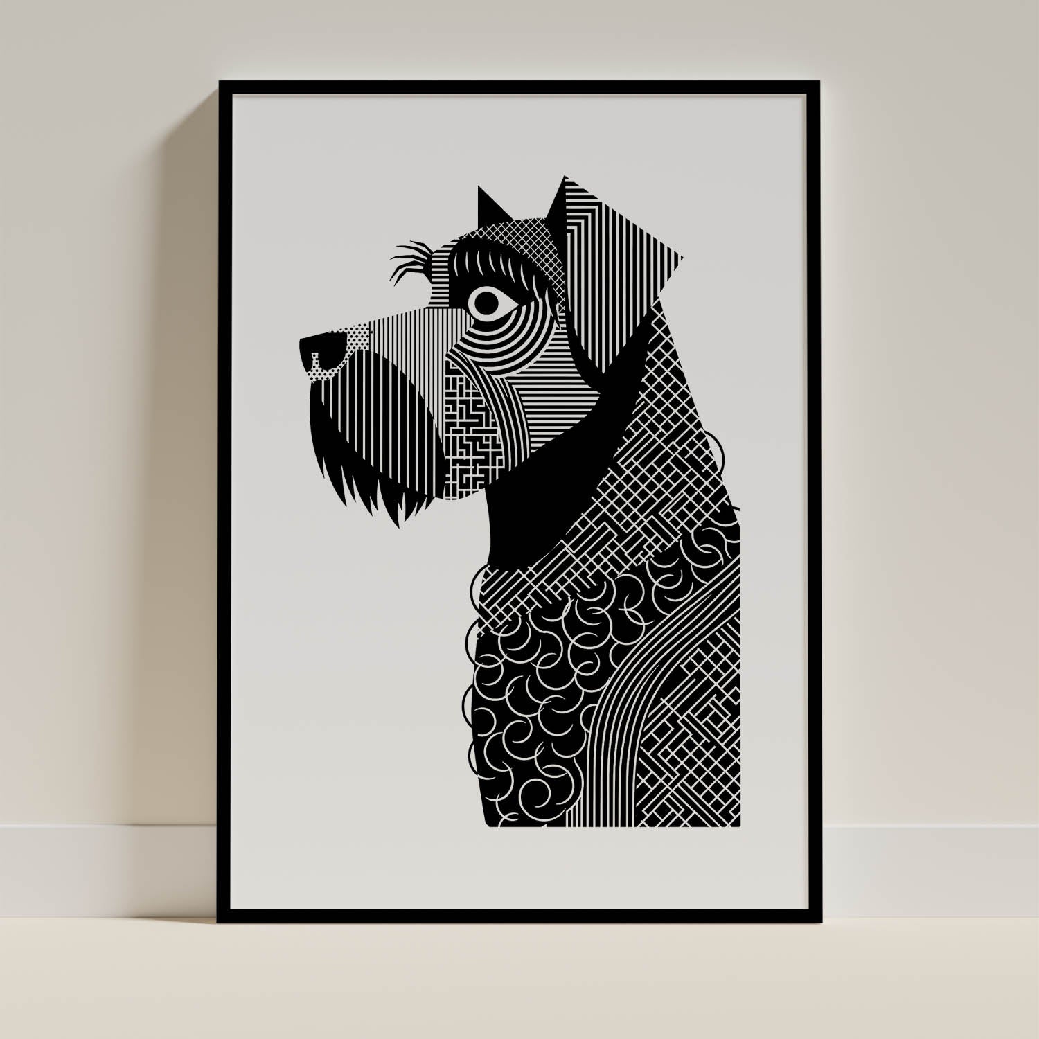 Black Russian Terrier Geometric Line Art mockup