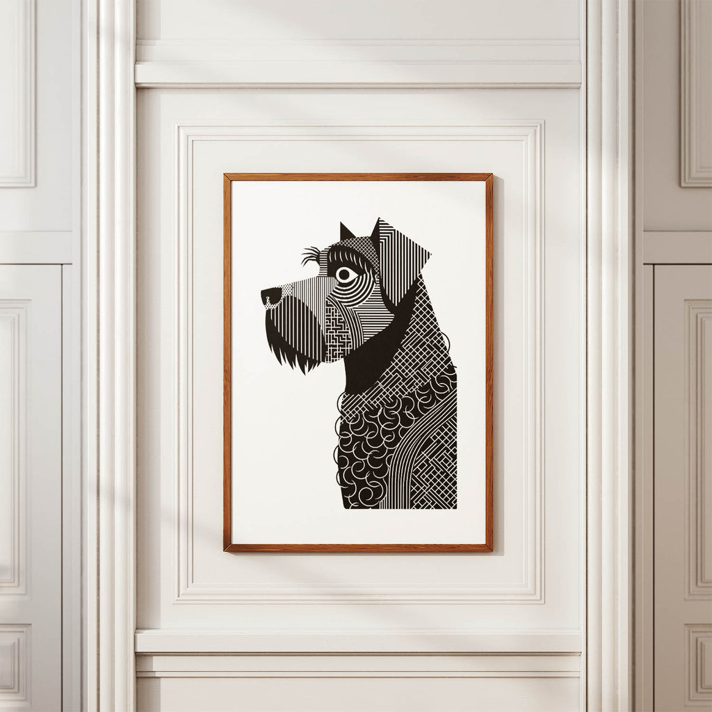 Black Russian Terrier Geometric Line Art mockup