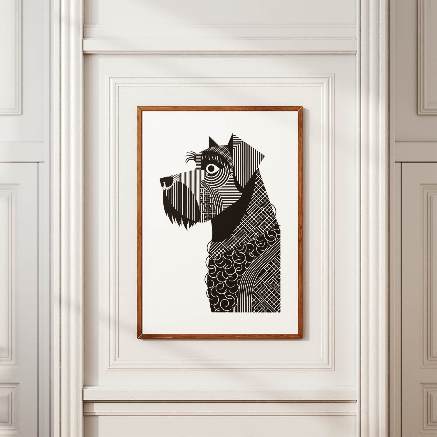 Black Russian Terrier Geometric Line Art mockup