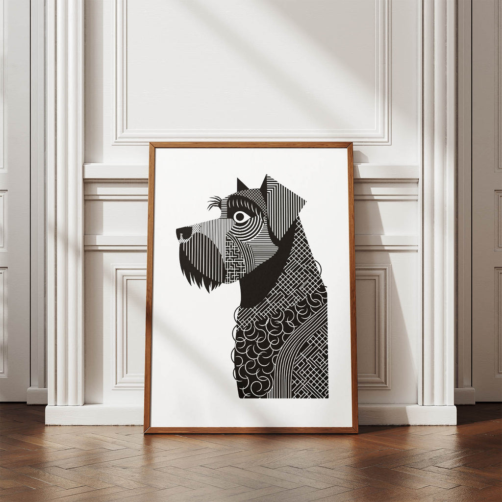 Black Russian Terrier Geometric Line Art mockup