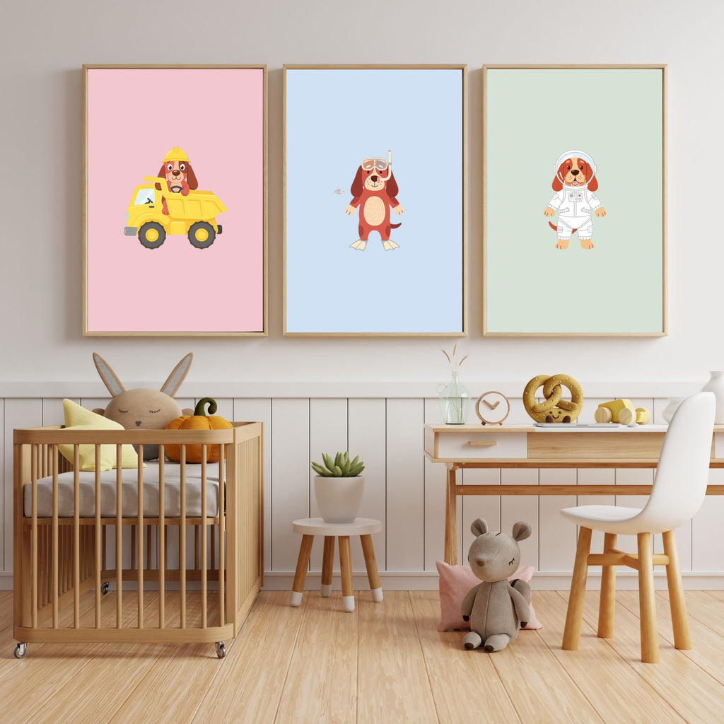Bloodhound Kids Nursery Wall Art Print Bundle — 22 Dog Costume Designs, 5 Colours, 6 Print Sizes | Digital Download