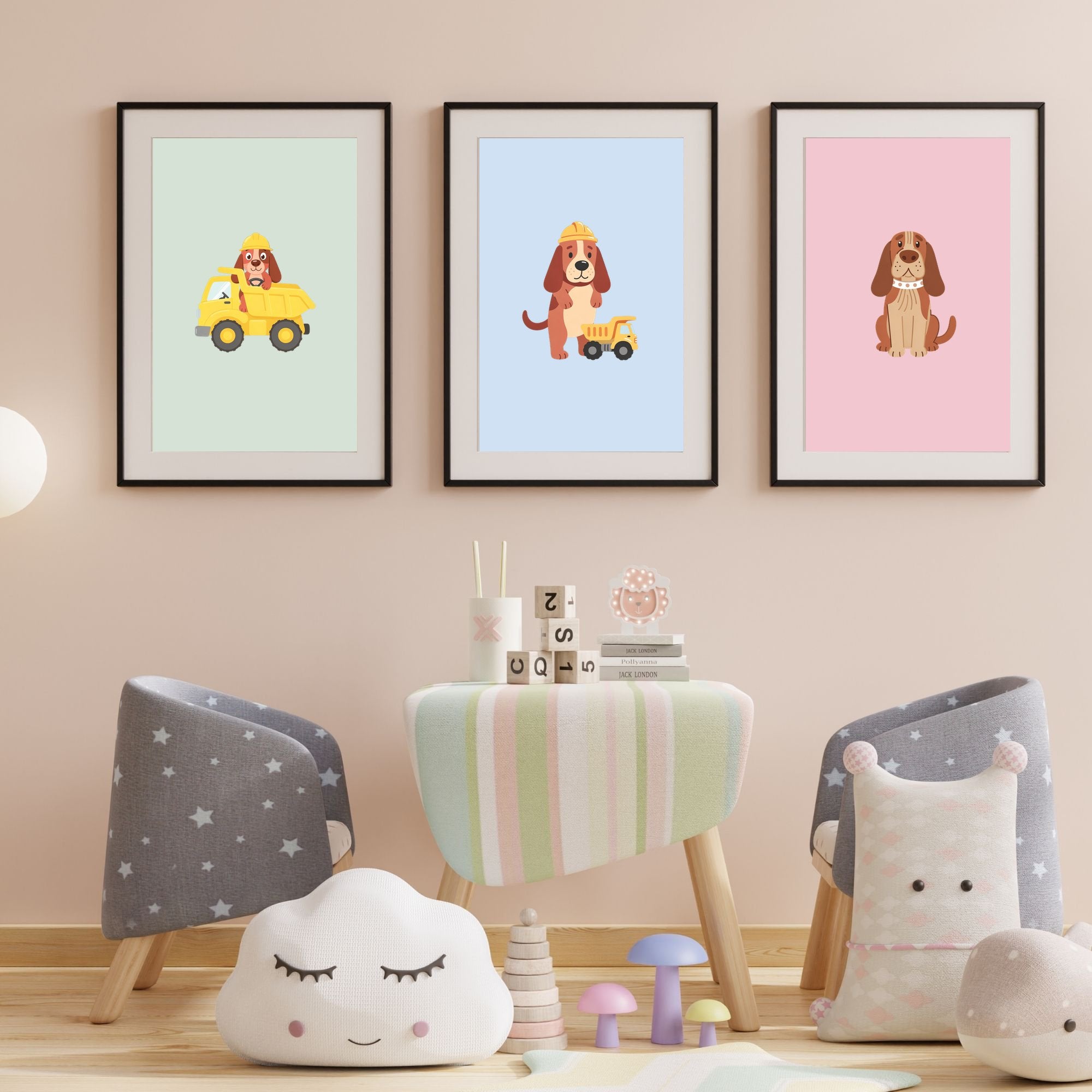 Bloodhound Kids Nursery Wall Art Print Bundle — 22 Dog Costume Designs, 5 Colours, 6 Print Sizes | Digital Download