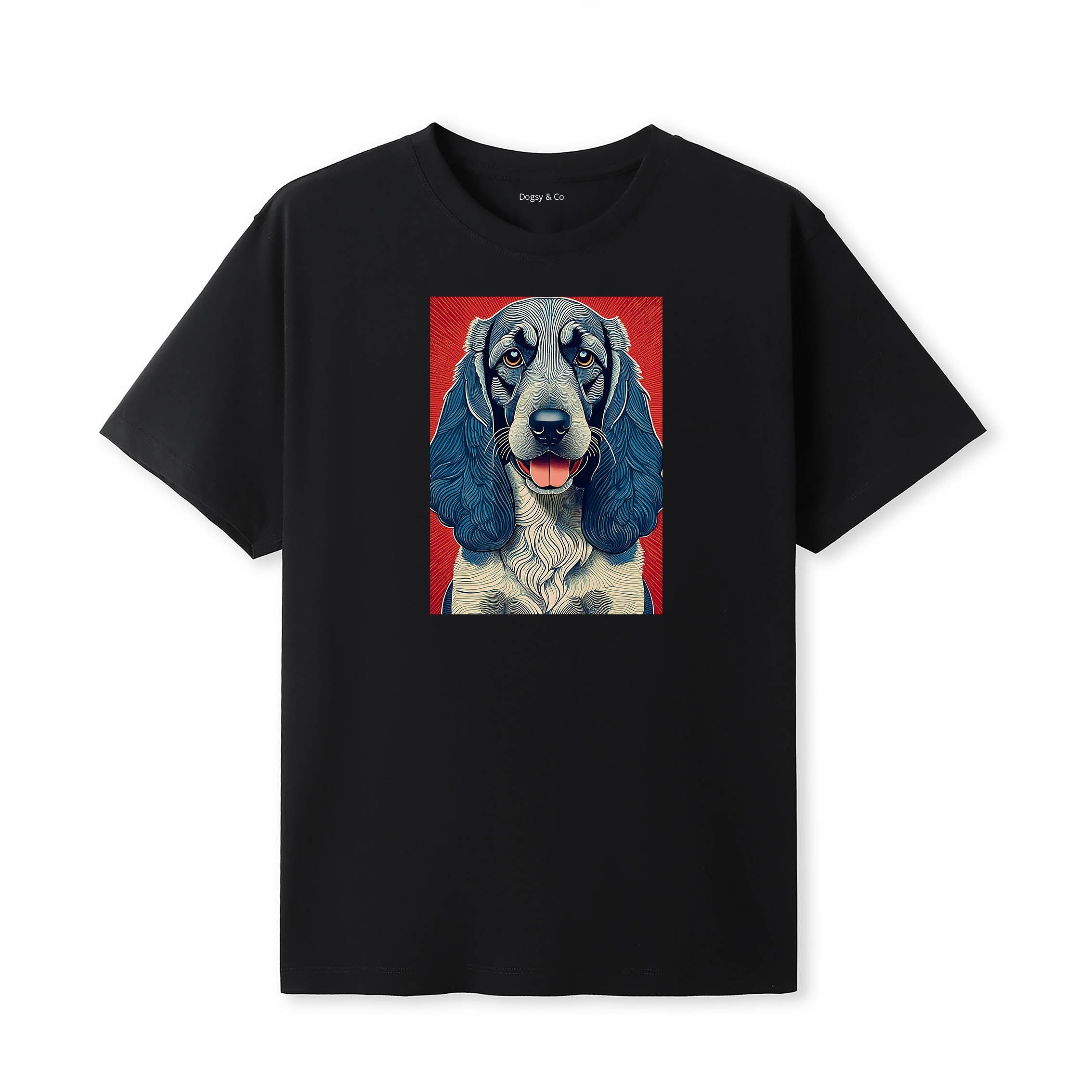 Bloodhound Hokusai Dog Portrait T-Shirt V1 Black