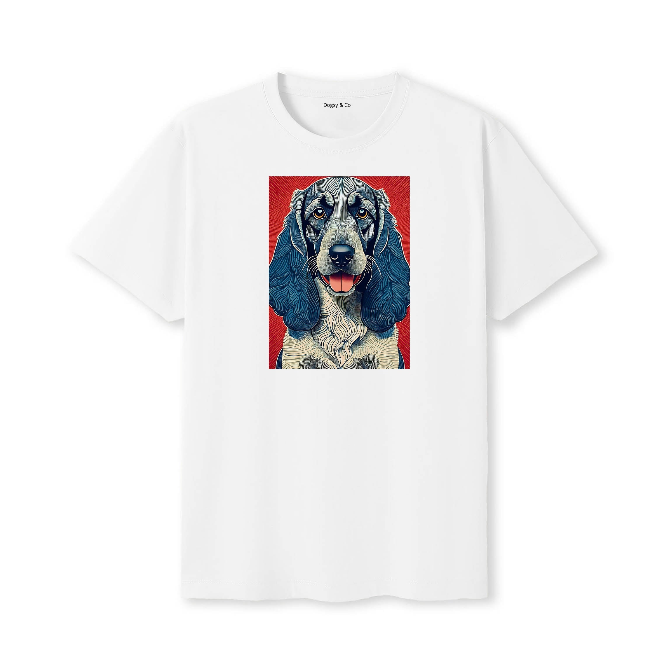 Bloodhound Hokusai Dog Portrait T-Shirt V1 White