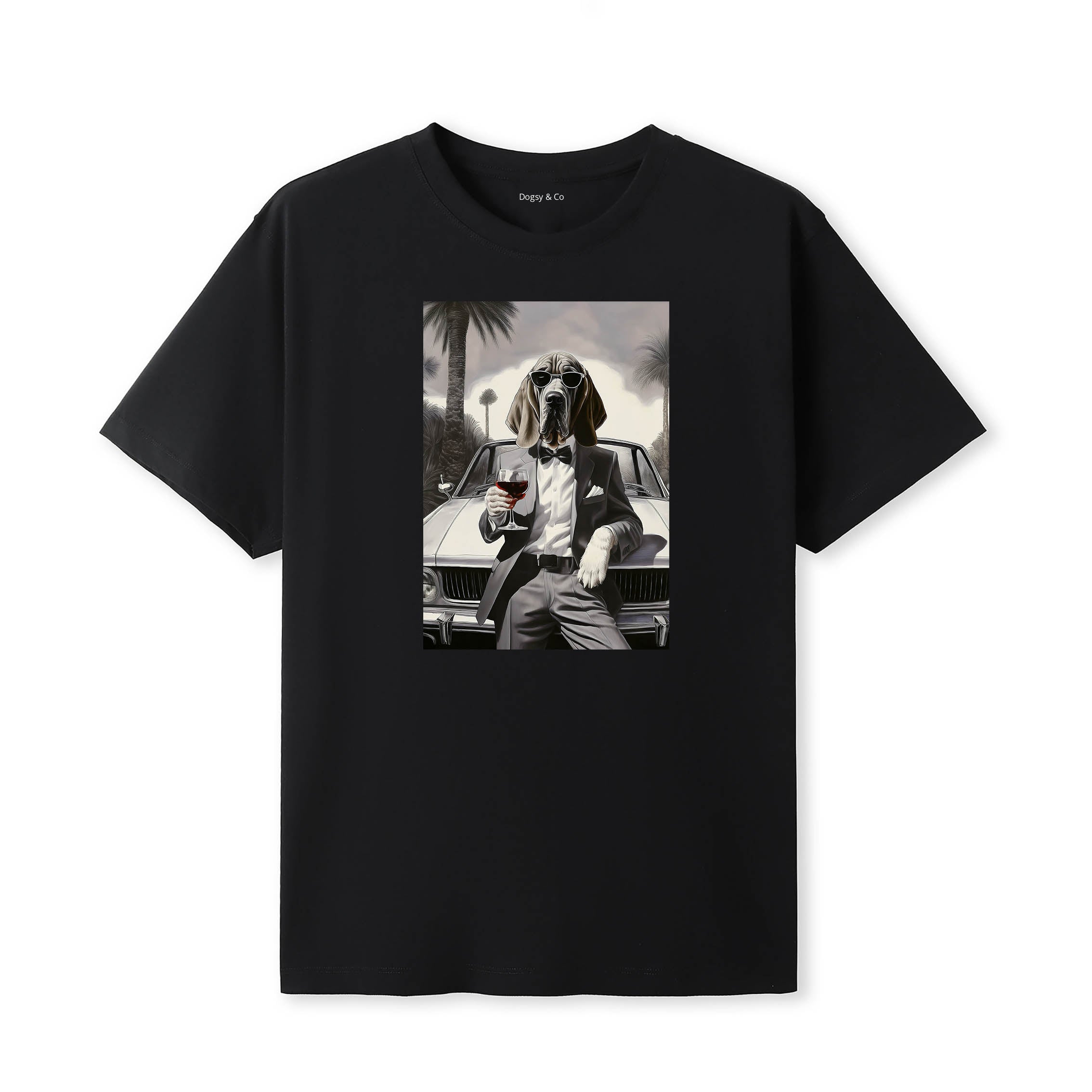 Bloodhound distinguished gentleman dog t-shirt - black