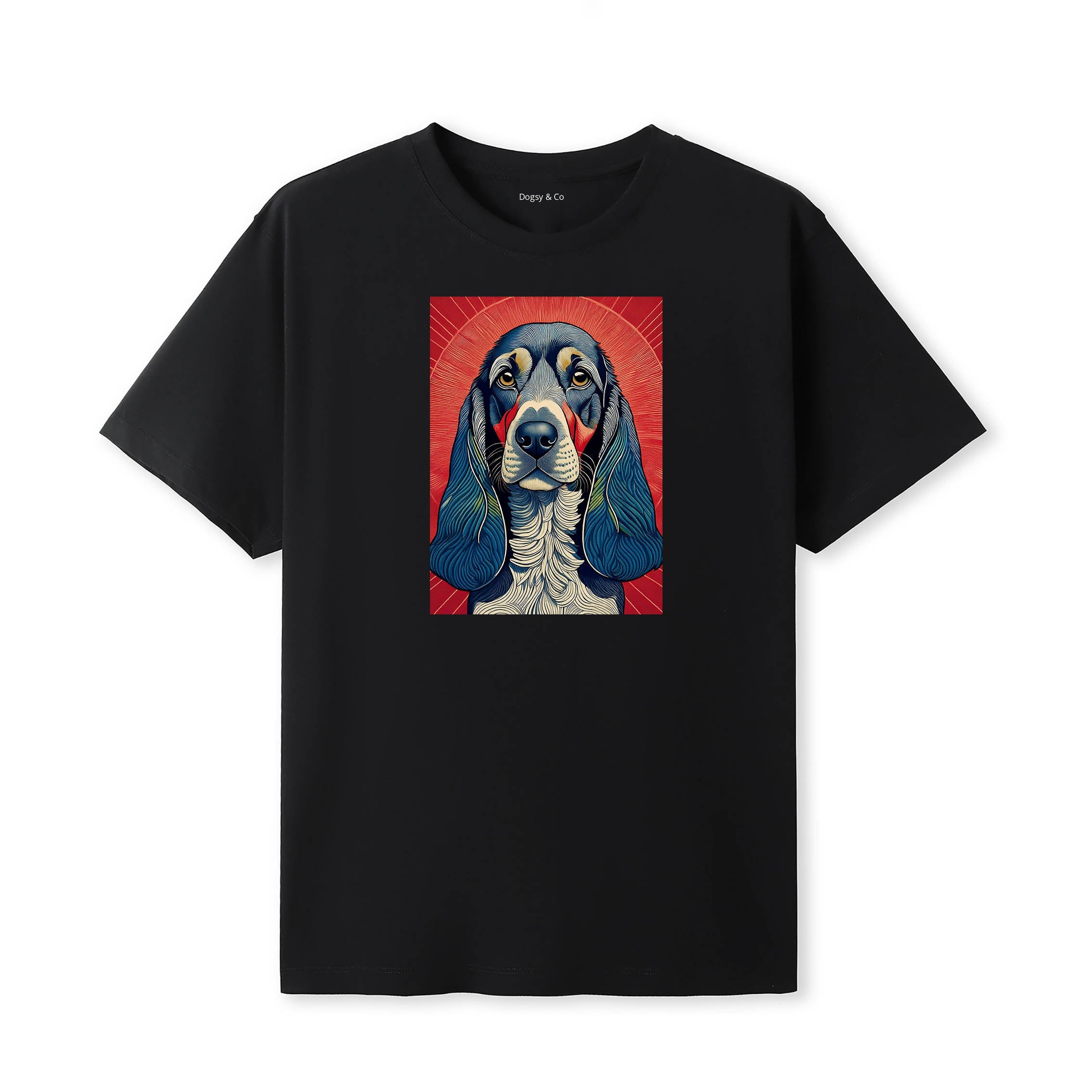 Bloodhound Hokusai Dog Portrait T-Shirt V2 Black