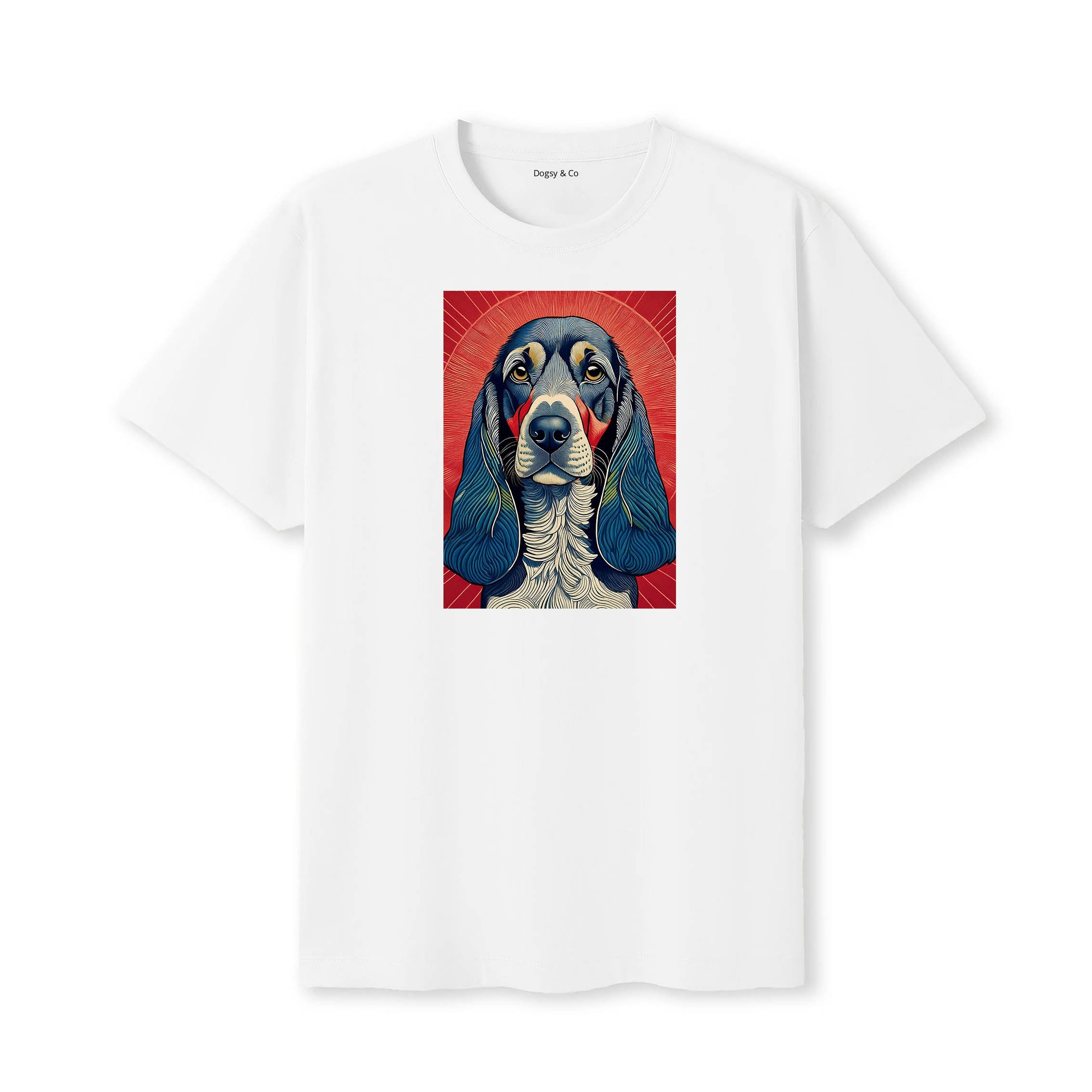 Bloodhound Hokusai Dog Portrait T-Shirt V2 White