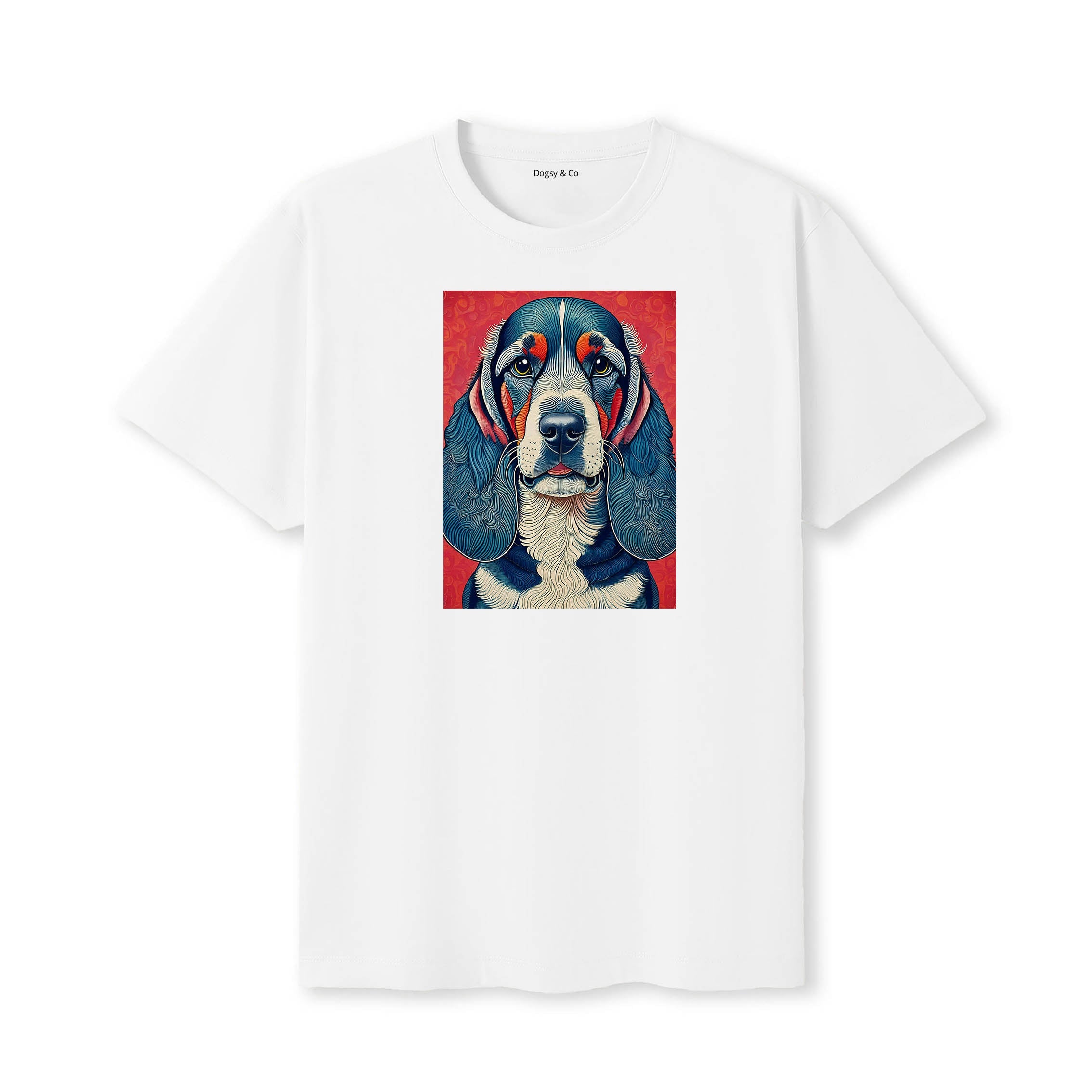Bloodhound Hokusai Dog Portrait T-Shirt White