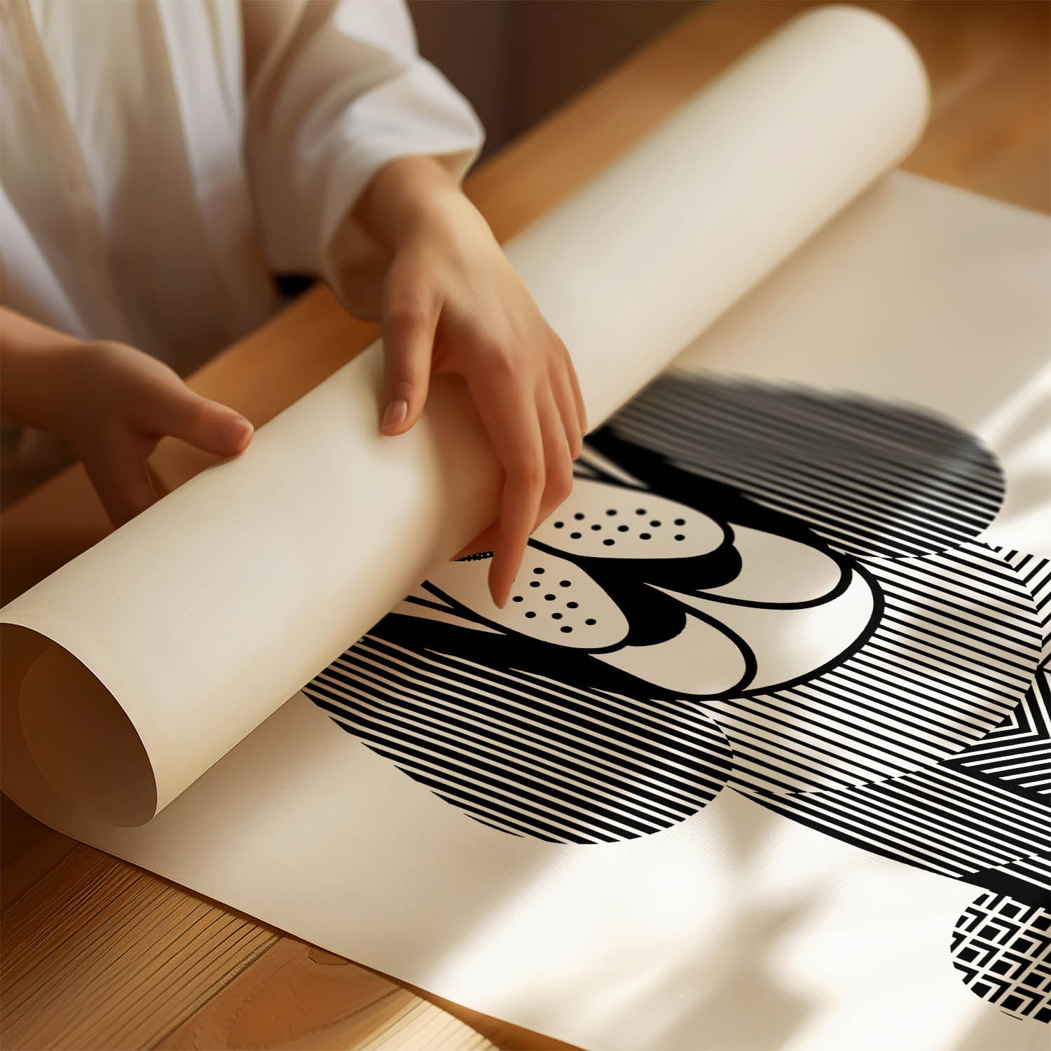 Bloodhound Geometric Line Art Print - Framed Mockup