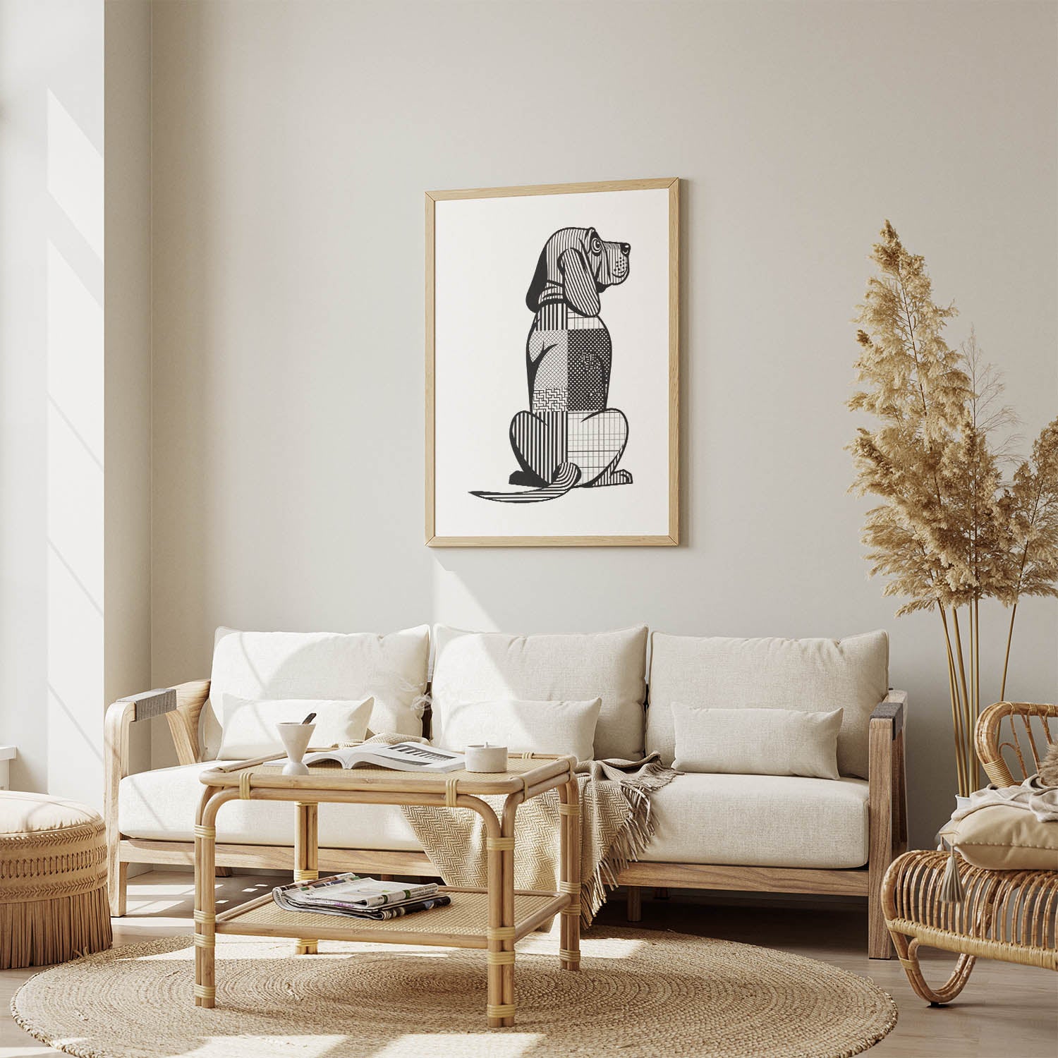 Bloodhound Geometric Line Art mockup