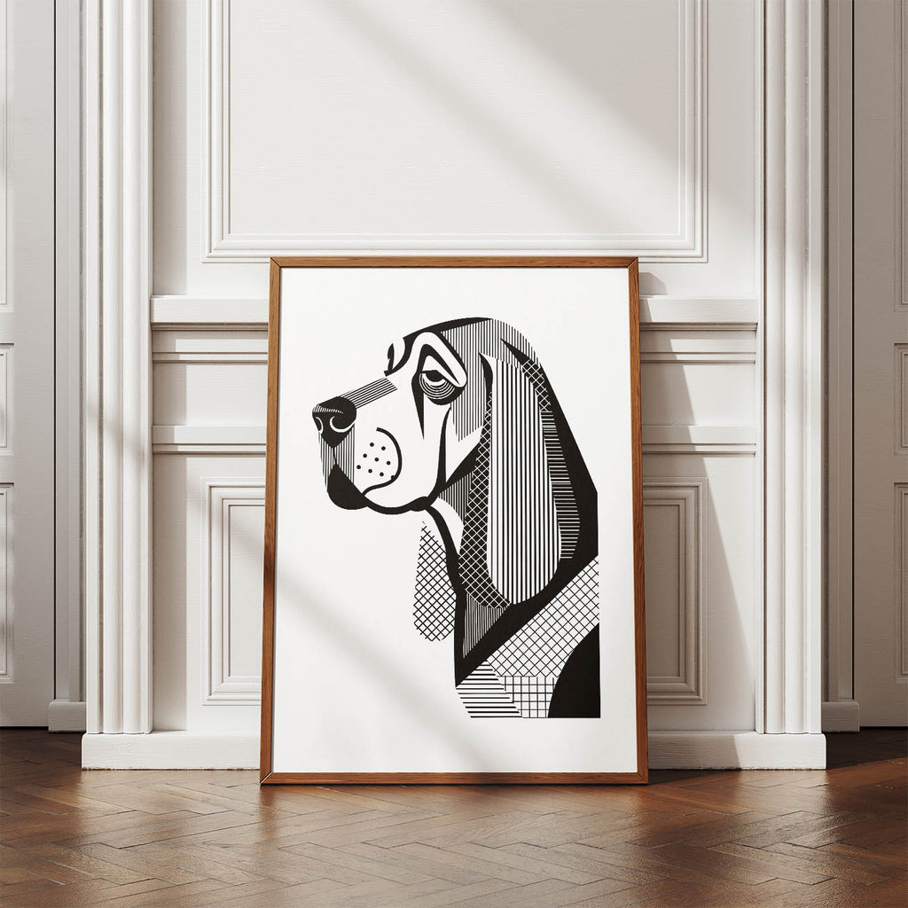 Bloodhound Geometric Line Art mockup