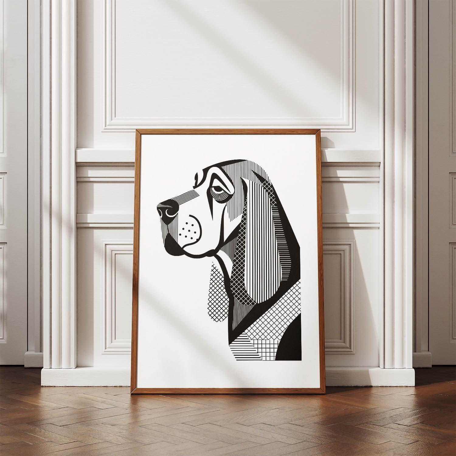 Bloodhound Geometric Line Art mockup