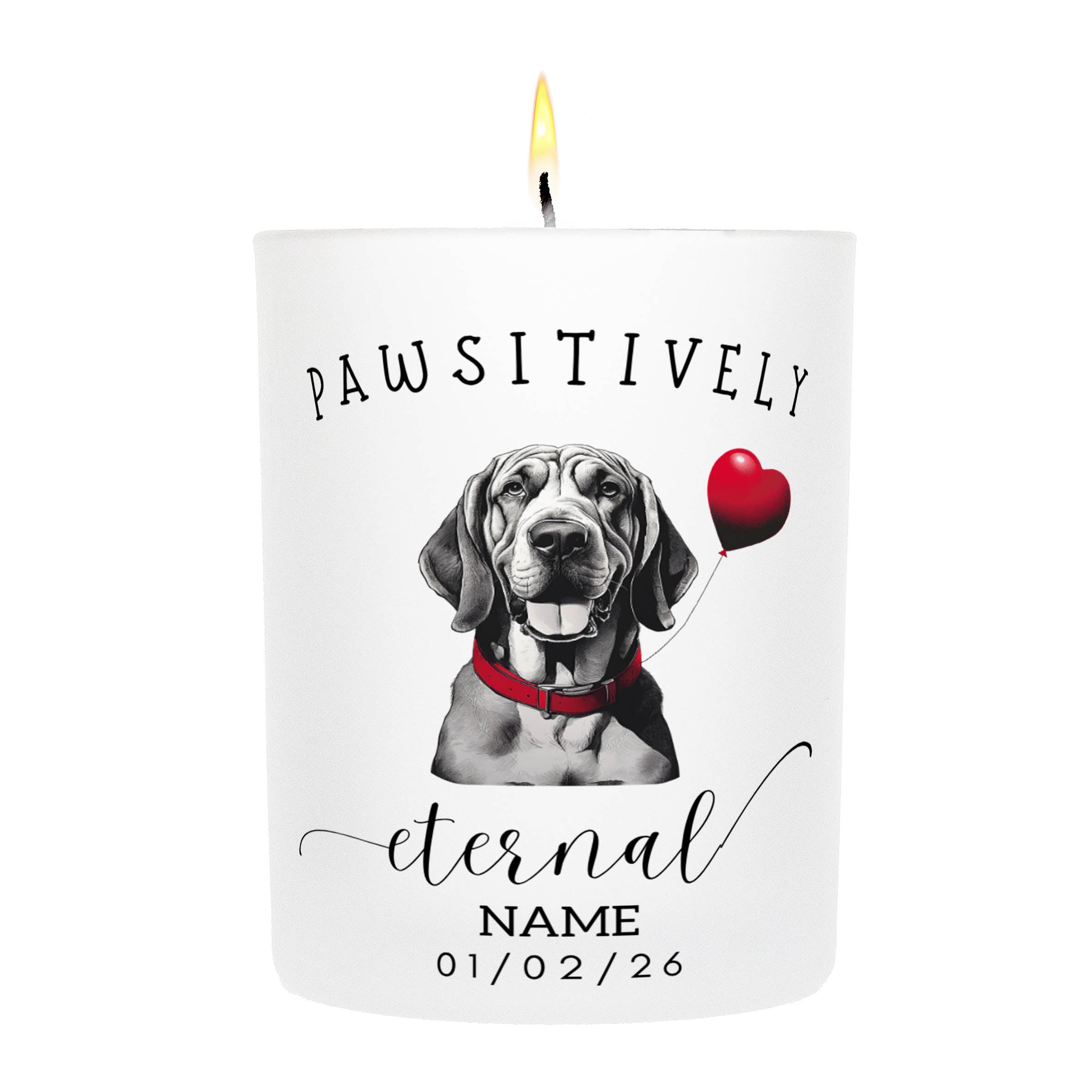 Bloodhound In Memory Custom Pawsitively Eternal Candle White