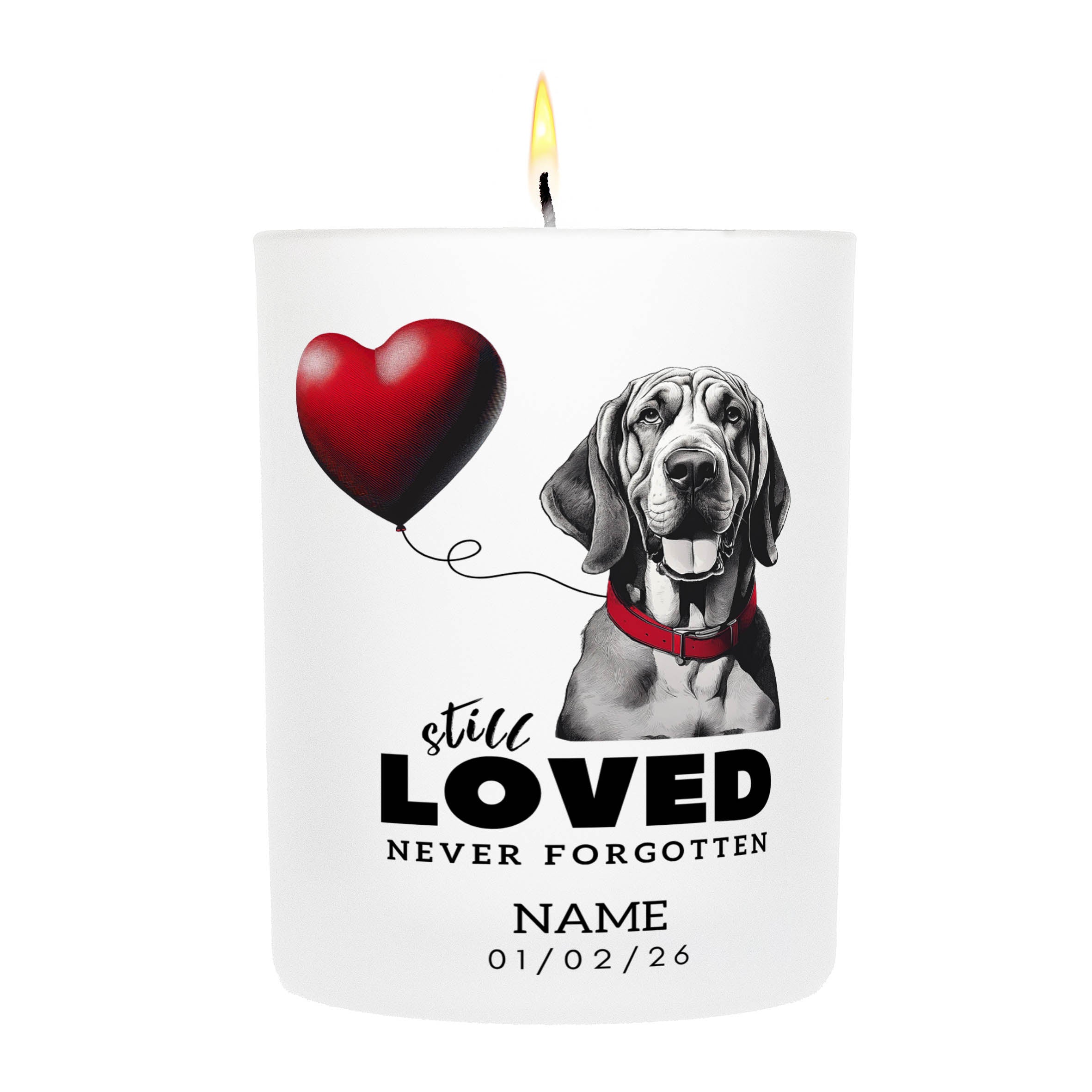 Bloodhound Still Loved Never Forgotten Custom Candle | Dogsy & Co