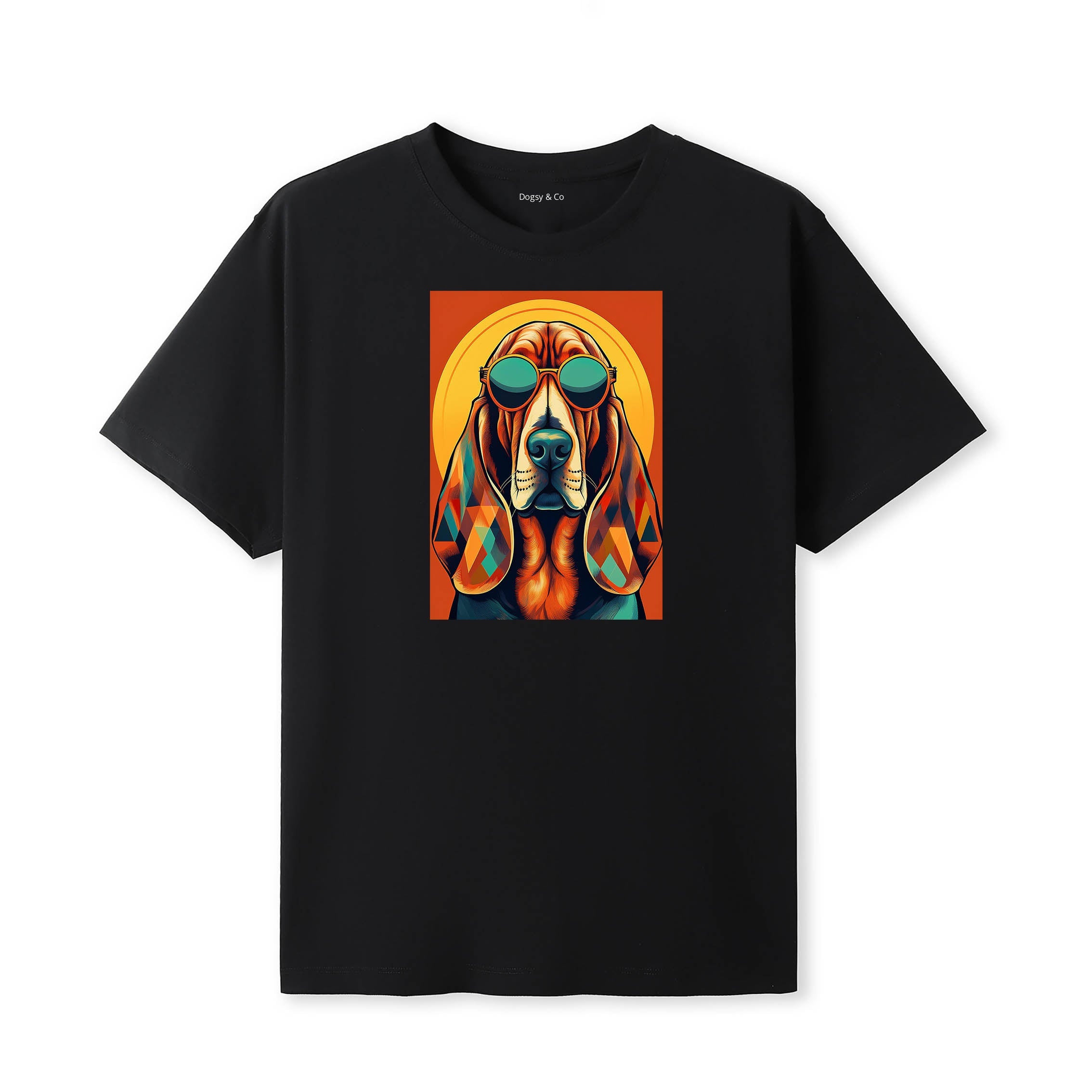 Bloodhound Sunnies Dog T-Shirt Black