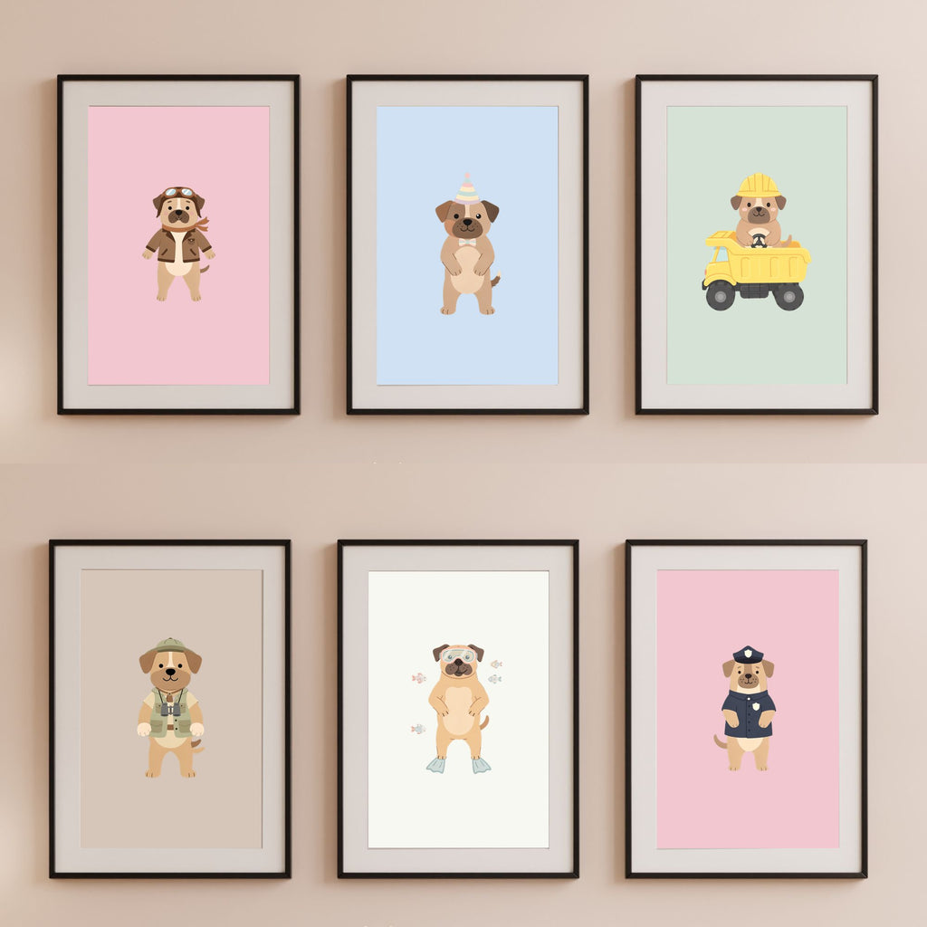 Boerboel Kids Nursery Wall Art Print Bundle — 22 Dog Costume Designs, 5 Colours, 6 Print Sizes | Digital Download