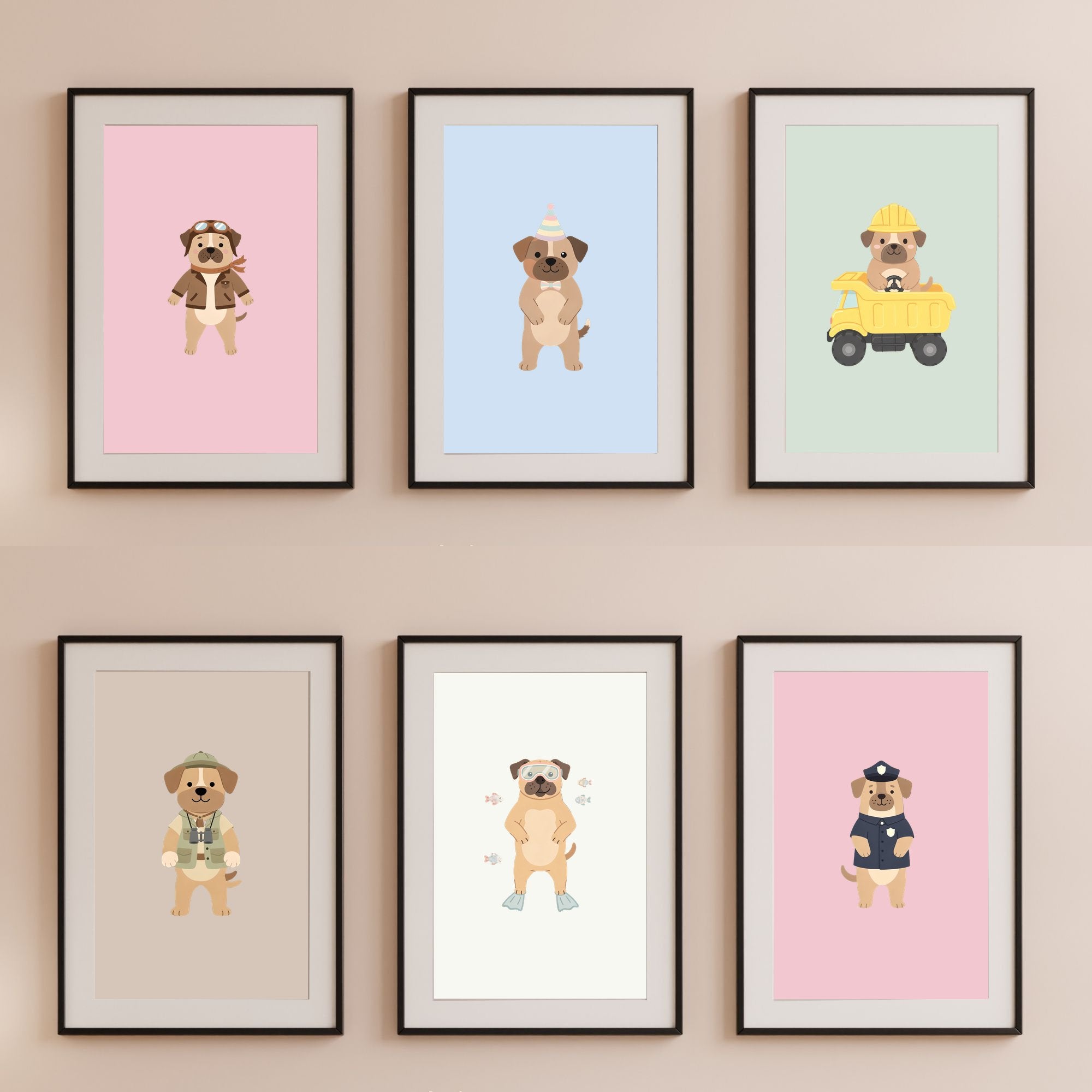 Boerboel Kids Nursery Wall Art Print Bundle — 22 Dog Costume Designs, 5 Colours, 6 Print Sizes | Digital Download