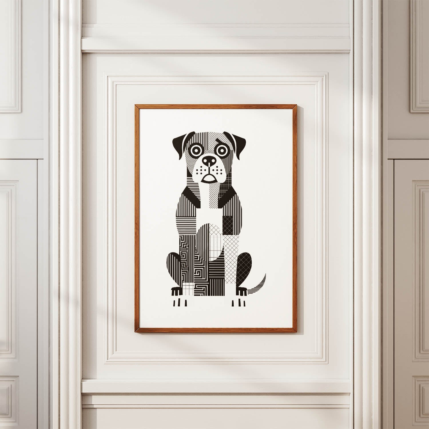 Boerboel Geometric Line Art Print - Framed Mockup