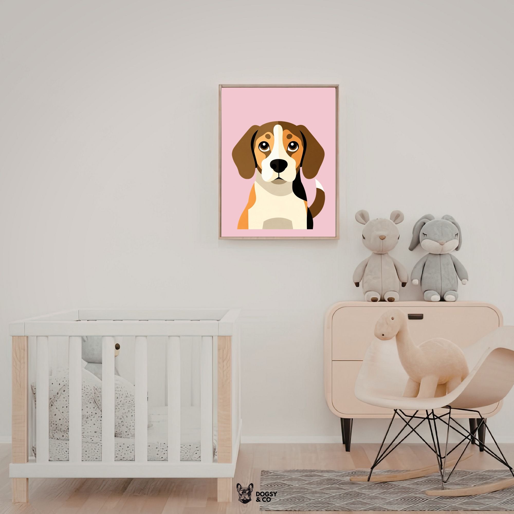 Beagle Bold Block Art - White