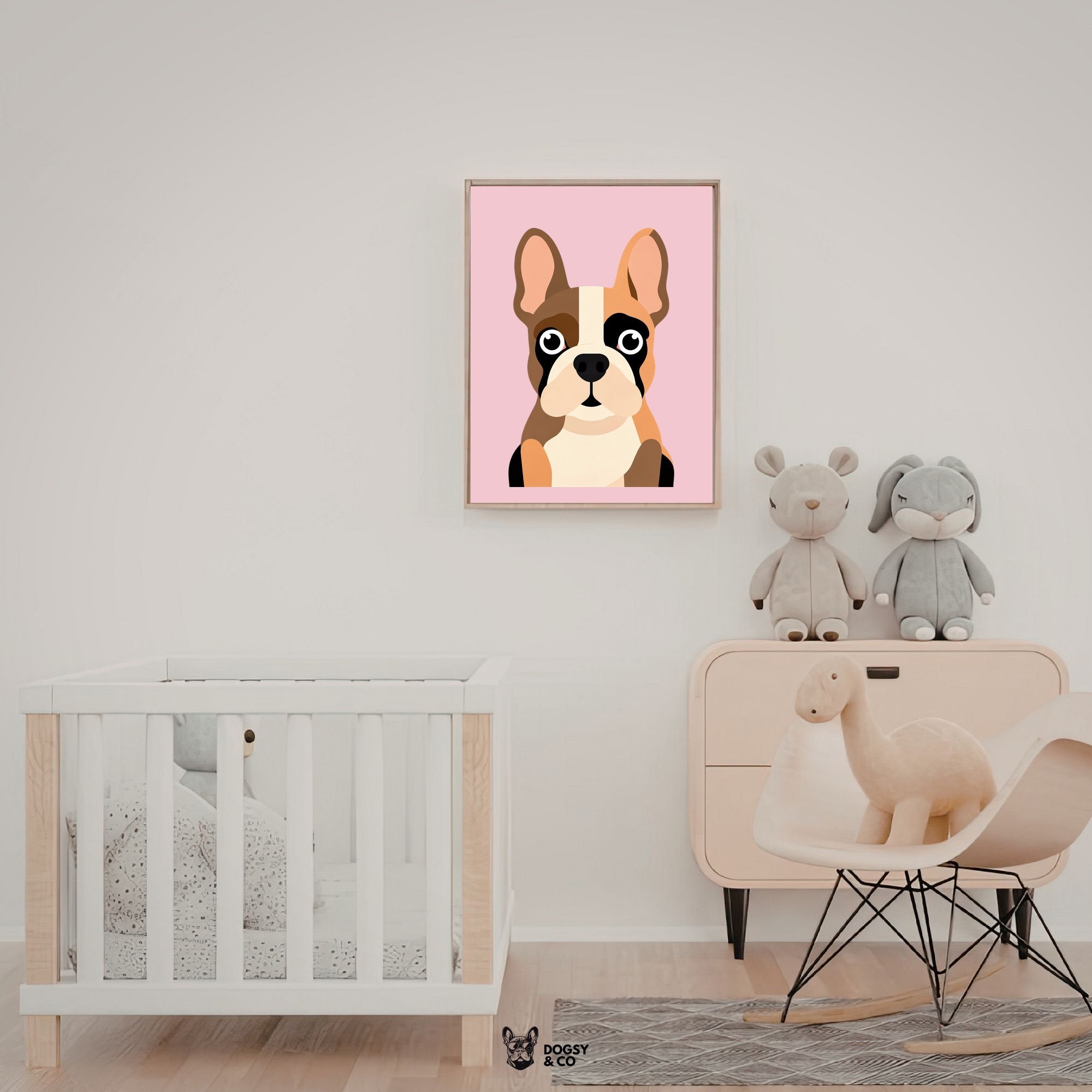 French Bulldog Bold Block Art - White