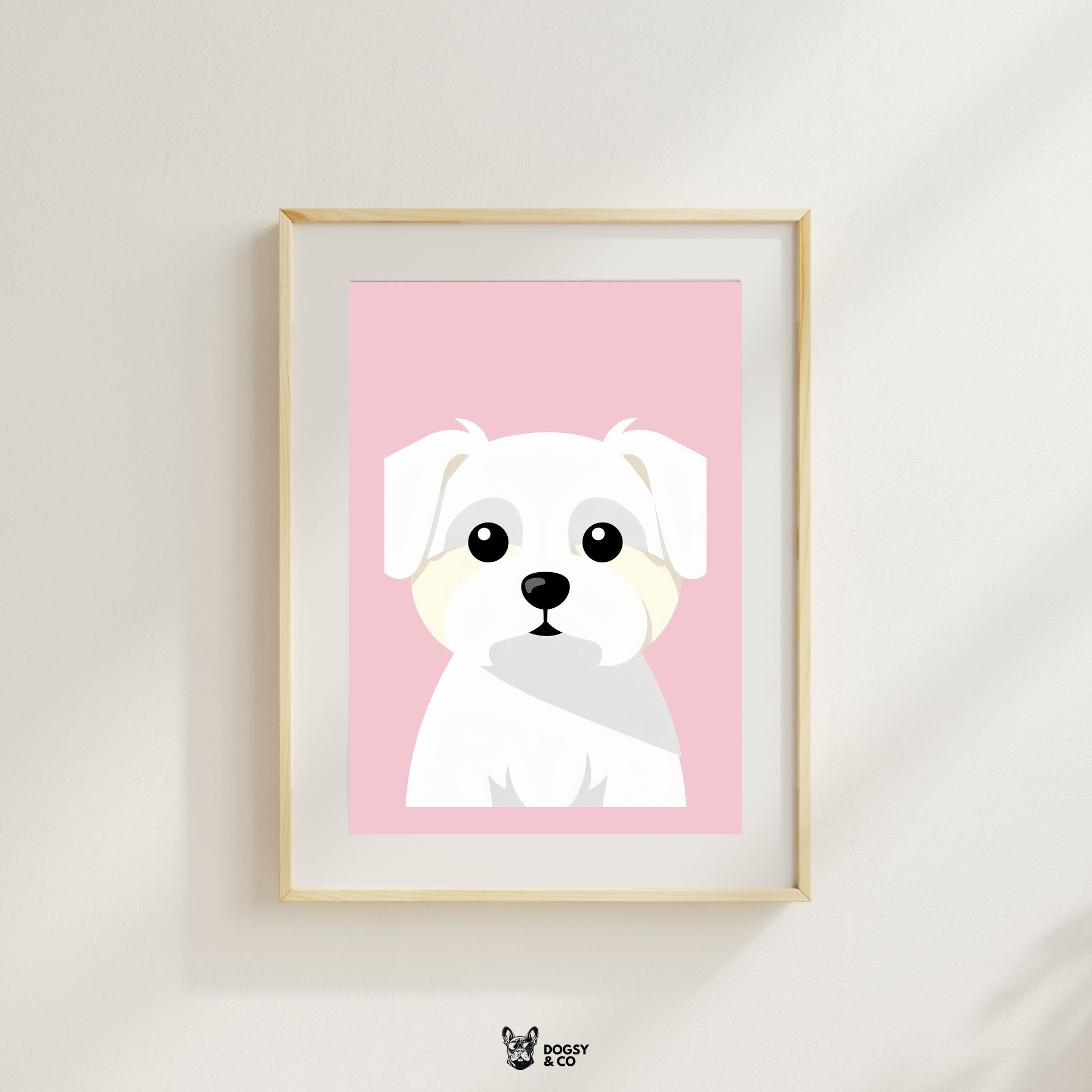 Maltese Bold Block Art - White