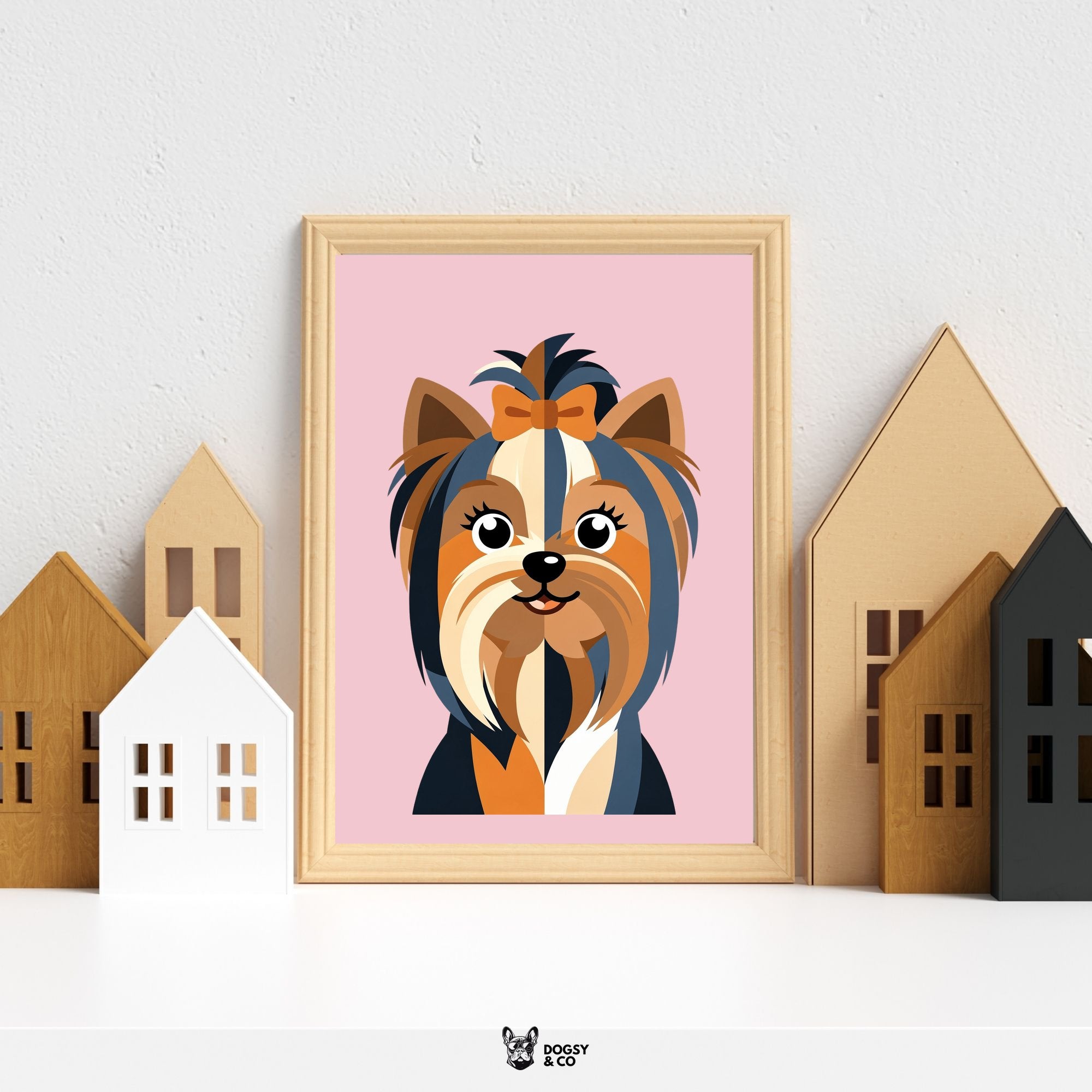 Yorkshire Terrier Bold Block Art - White