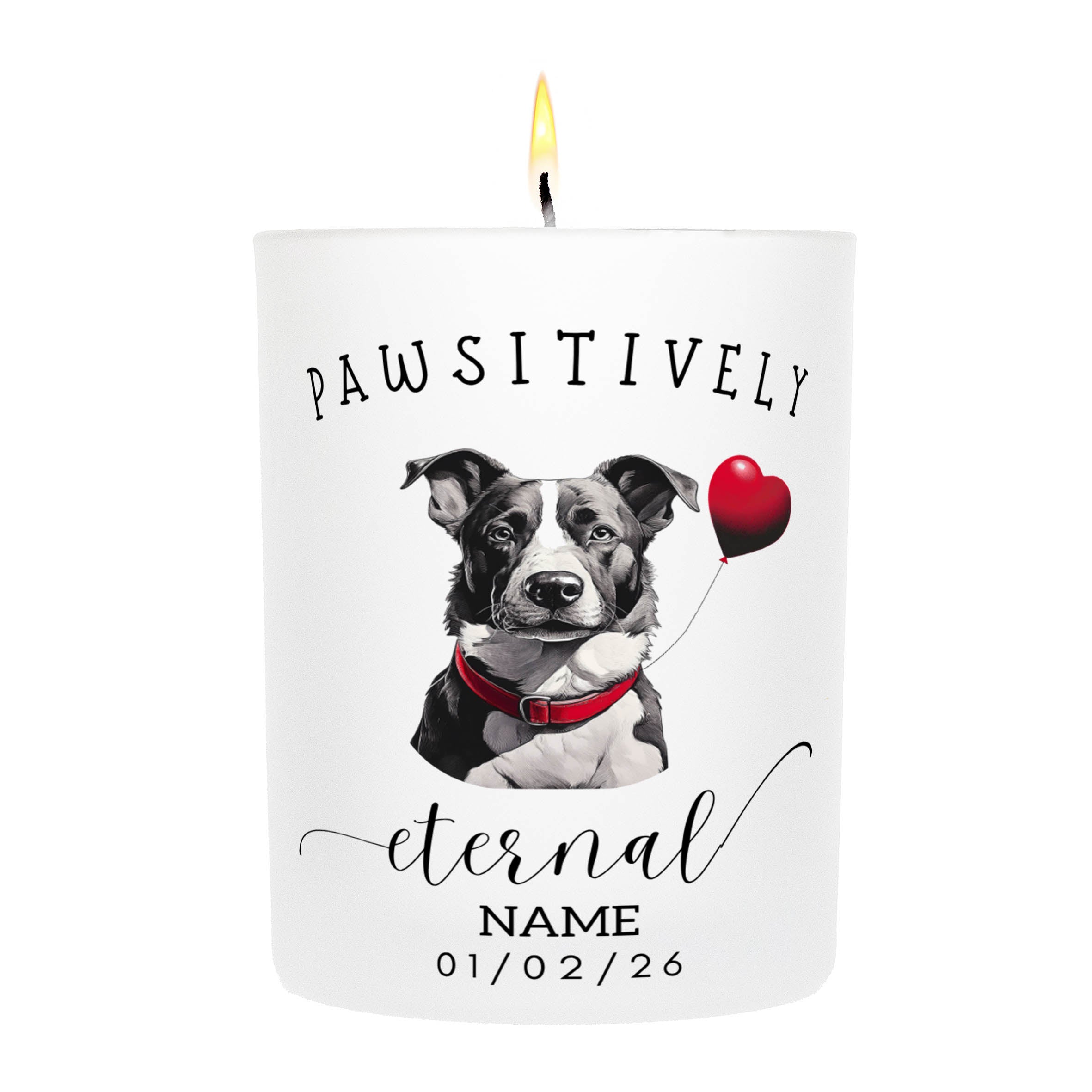 Border Collie In Memory Custom Pawsitively Eternal Candle White