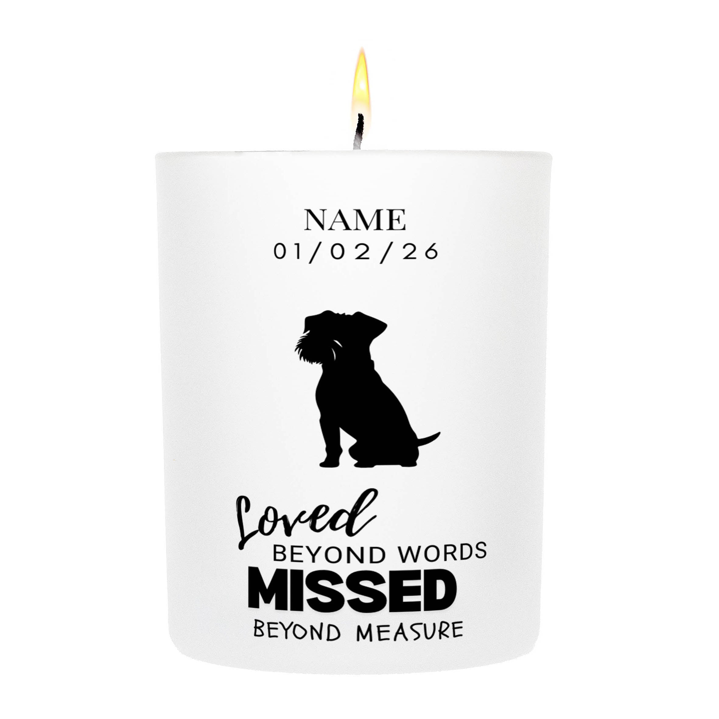 Border Terrier – Loved Beyond Words, Missed Beyond Measure Custom Candle | Dogsy & Co