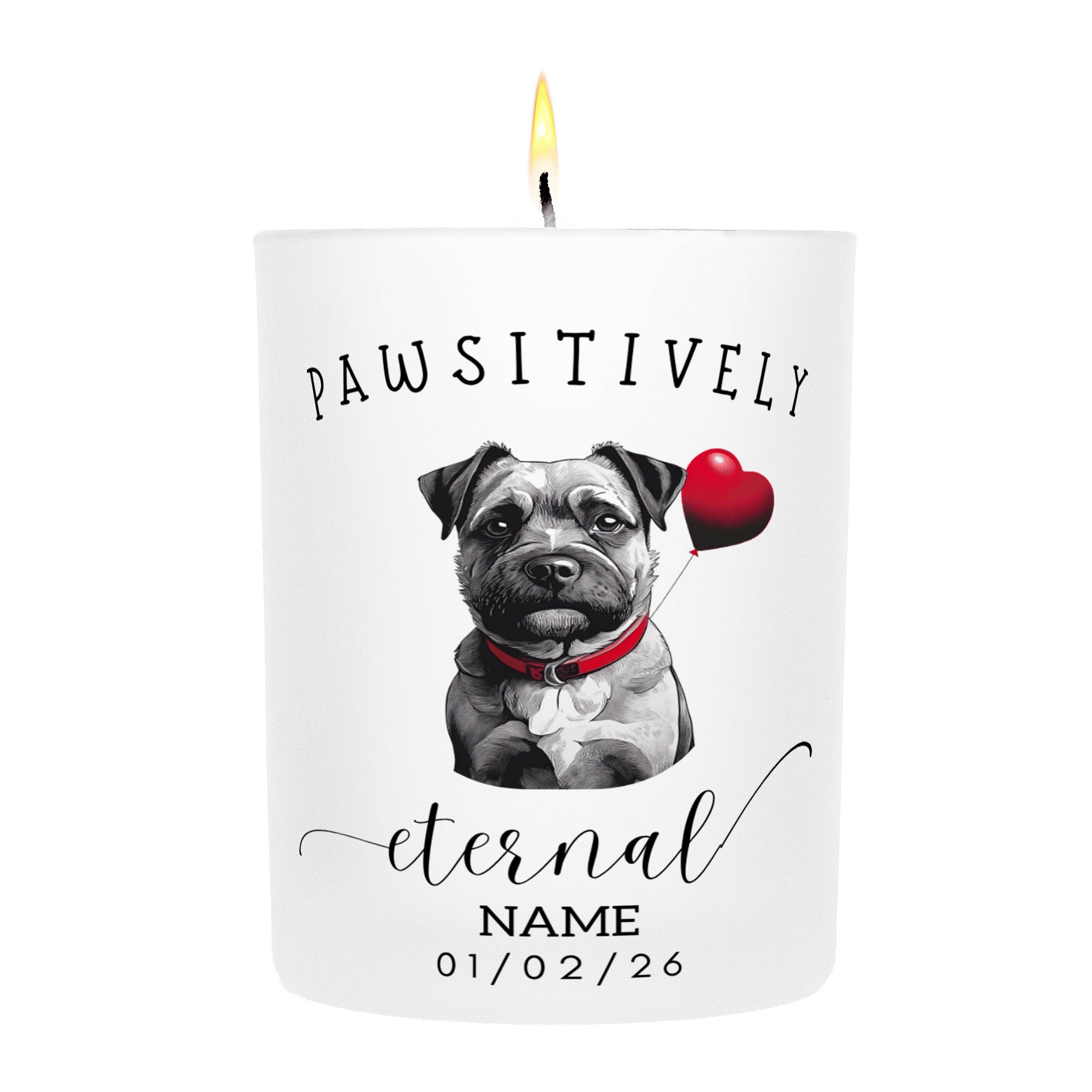 Border Terrier In Memory Custom Pawsitively Eternal Candle White