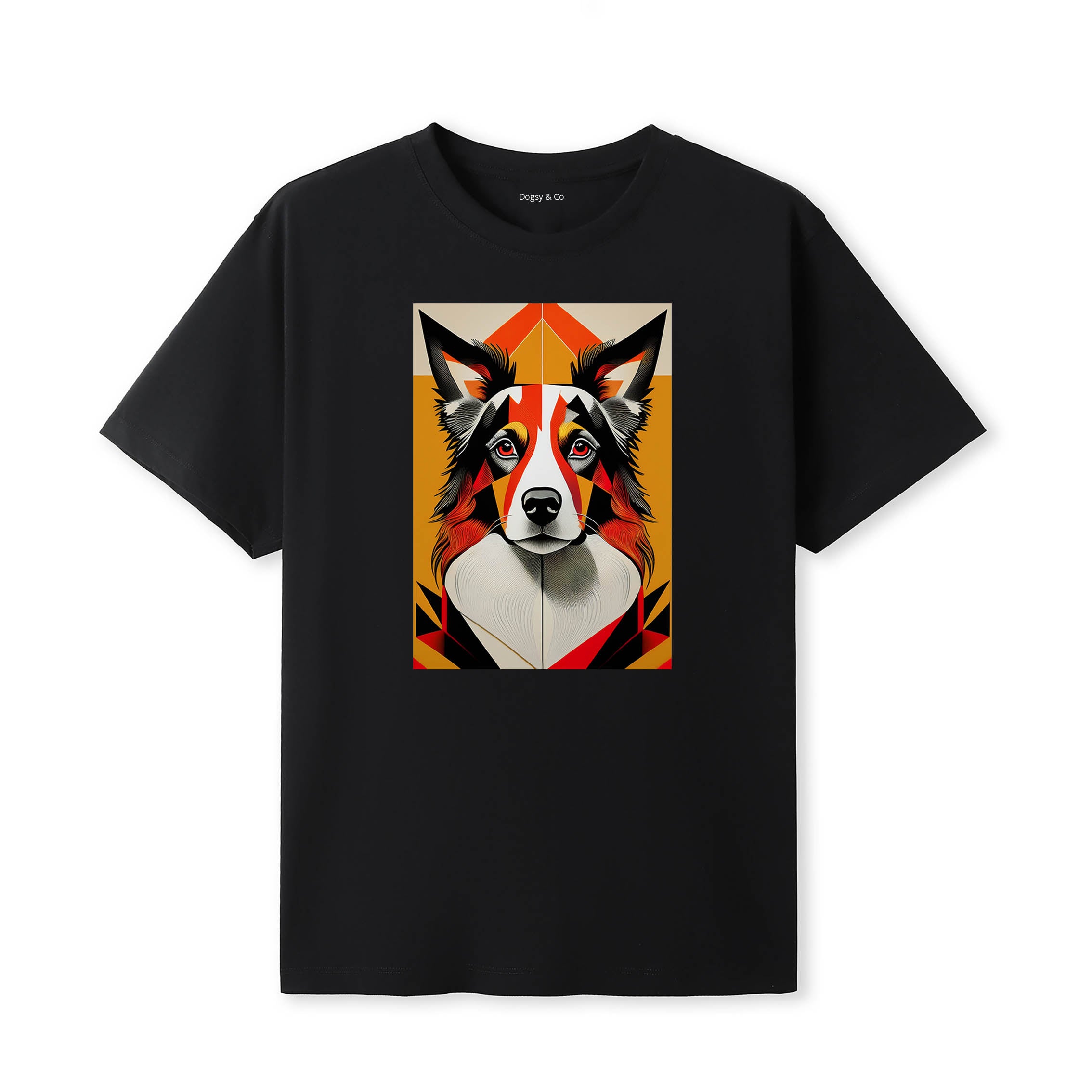 Border Collie Retro Geo Orange Dog T-Shirt | Dogsy & Co