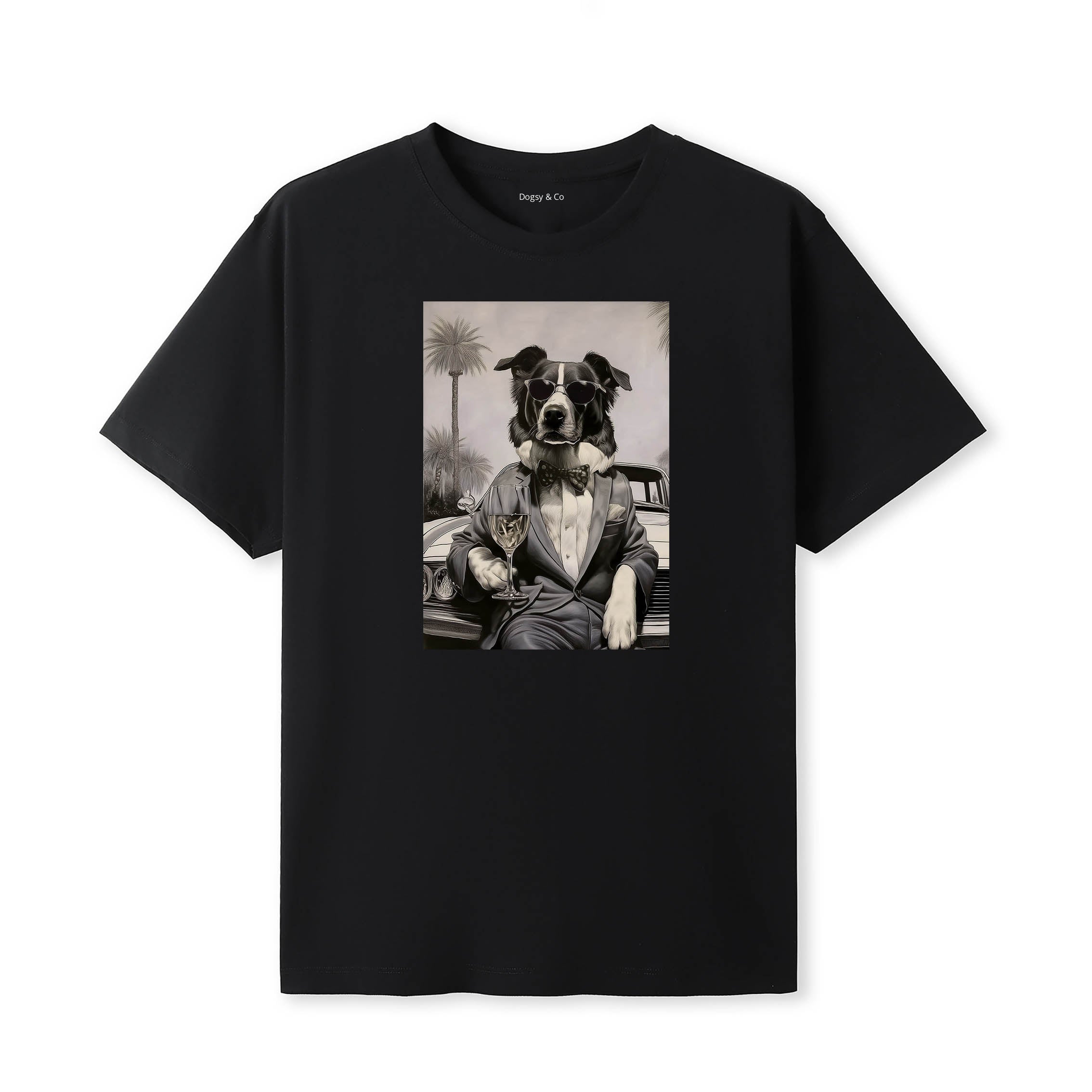 Border Collie distinguished gentleman dog t-shirt - black