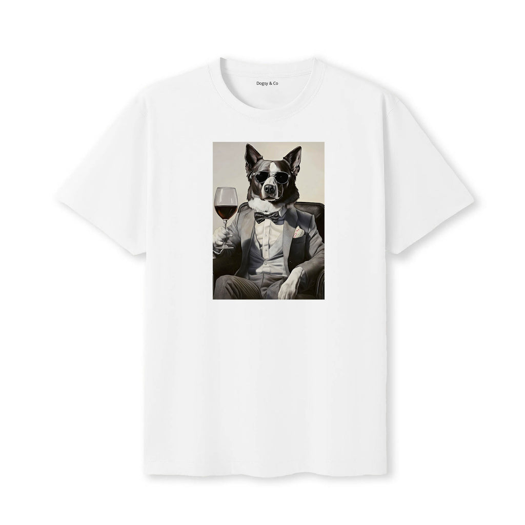 Border Collie distinguished gentleman dog t-shirt - white