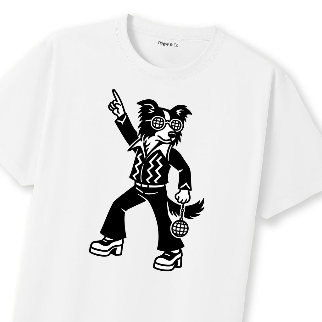 Border Collie Disco Doggo T-Shirt | Dogsy & Co