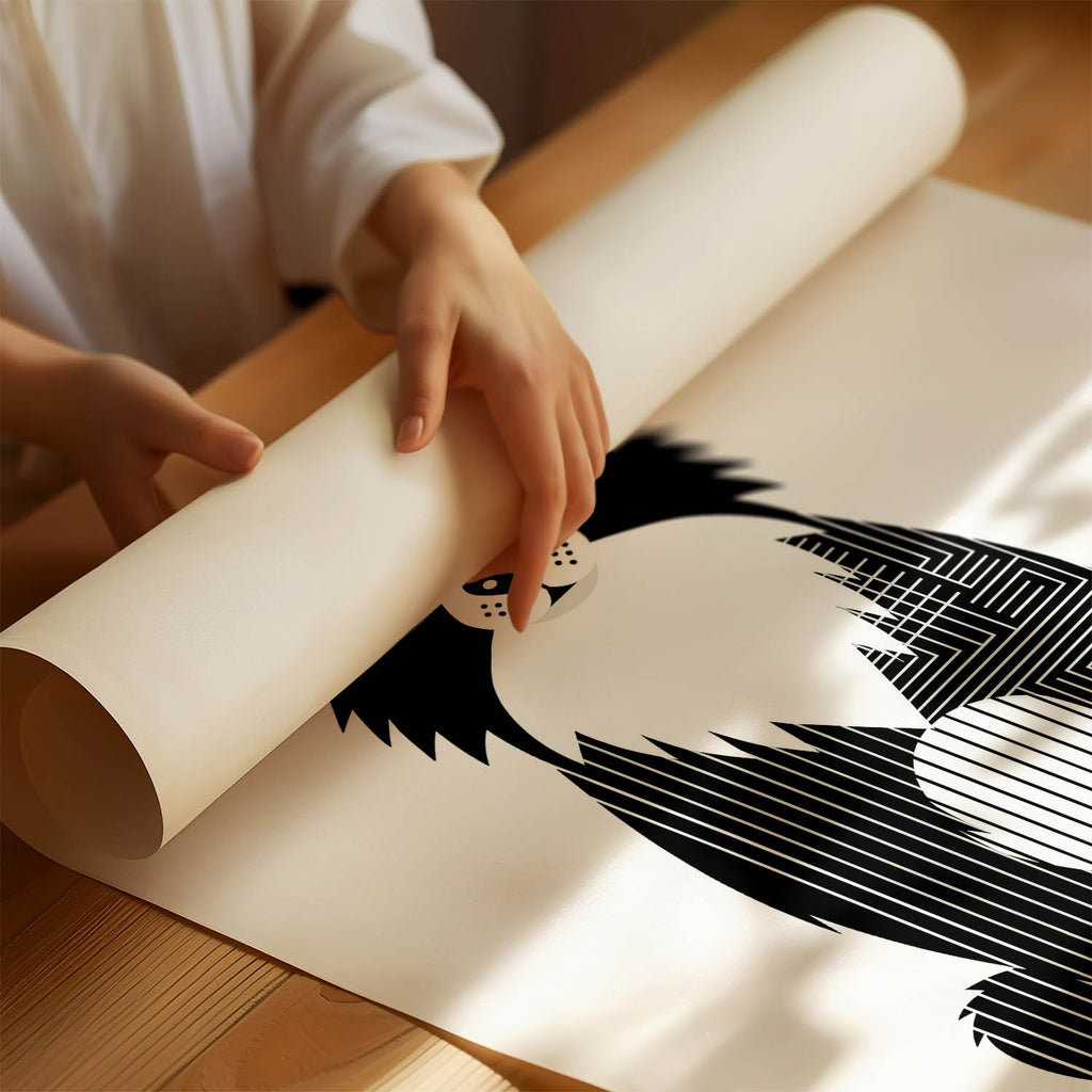 Border Collie Geometric Line Art Print - Framed Mockup