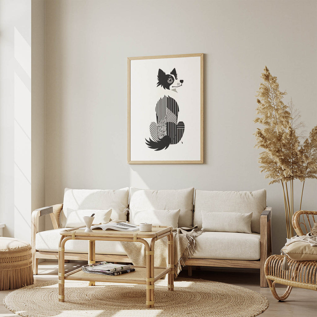 Border Collie Geometric Line Art mockup