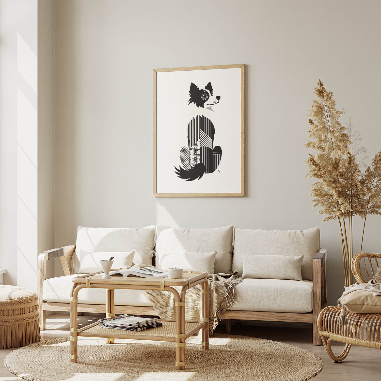 Border Collie Geometric Line Art mockup